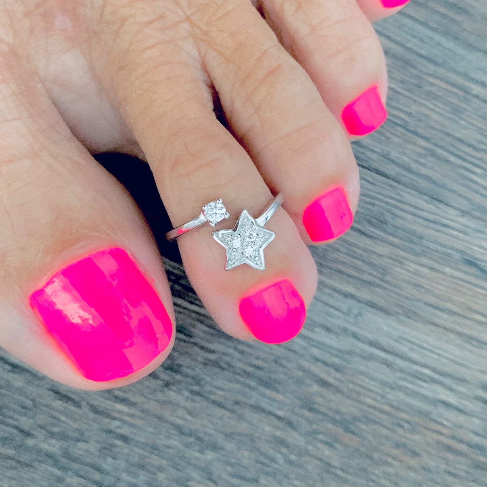 Sterling Silver CZ Star Toe Ring, Midi Rings, Celestial Jewelry, Stars
