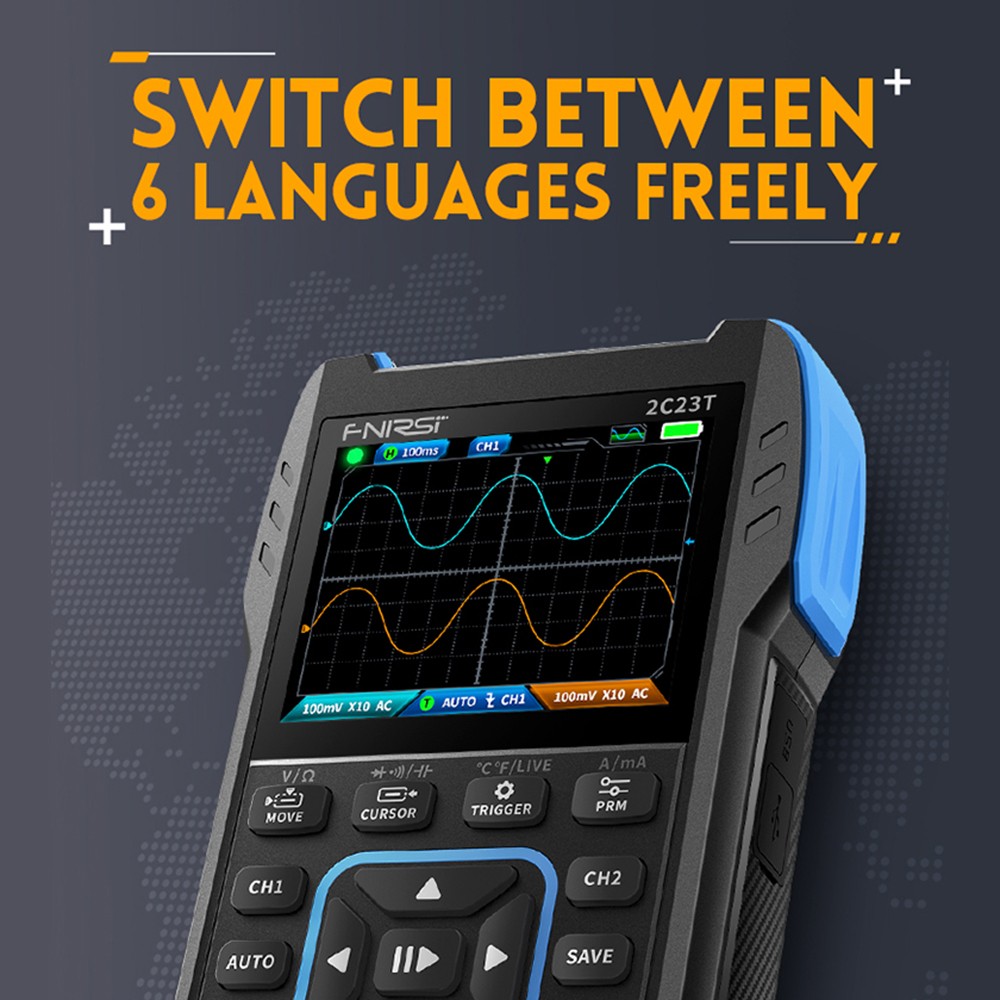 FNIRSI-2C23T Handheld Digital Oscilloscope Multimeter Function Signal Generator