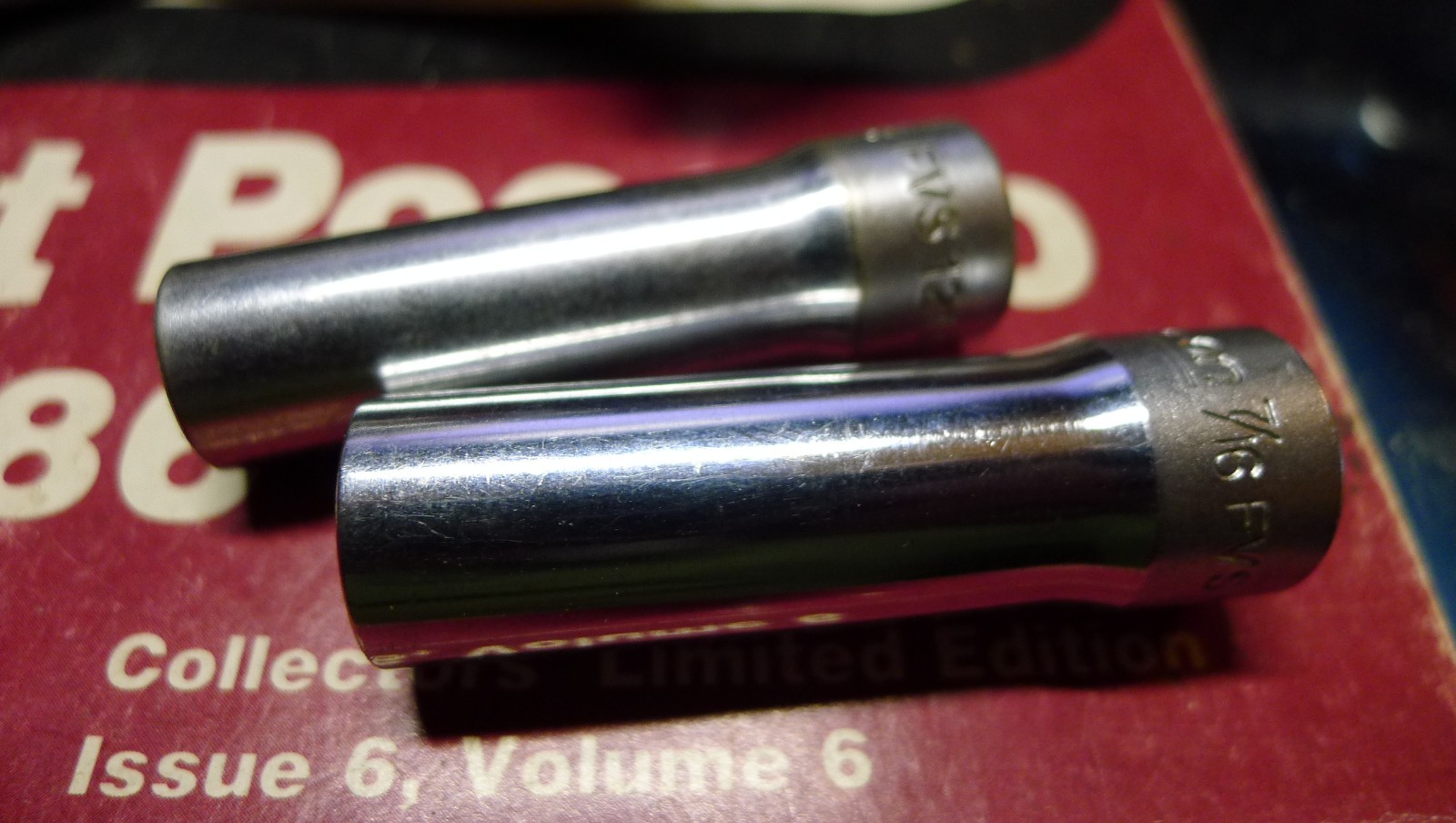 2~SNAP-ON DEEP WELL  3/8" DRIVE SOCKETS, FVS121, 3/8", FVS141, 7/16", 12 PT