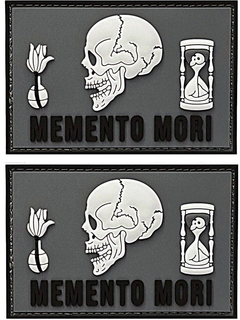 Memento Mori PVC RUBBER MORALE PATCH ||2PC PVC HOOK BACKING 3"x 2"
