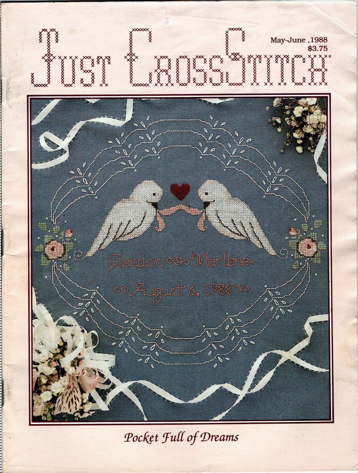 "Pocket Full of Dreams" Just CrossStitch Magazine May/June 1988 Vol 6 No. 1