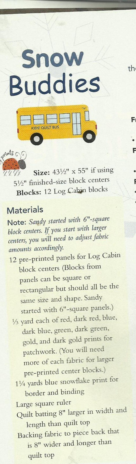 C0122 SNOW BUDDIES QUILT PATTERN/INSTRUCTIONS