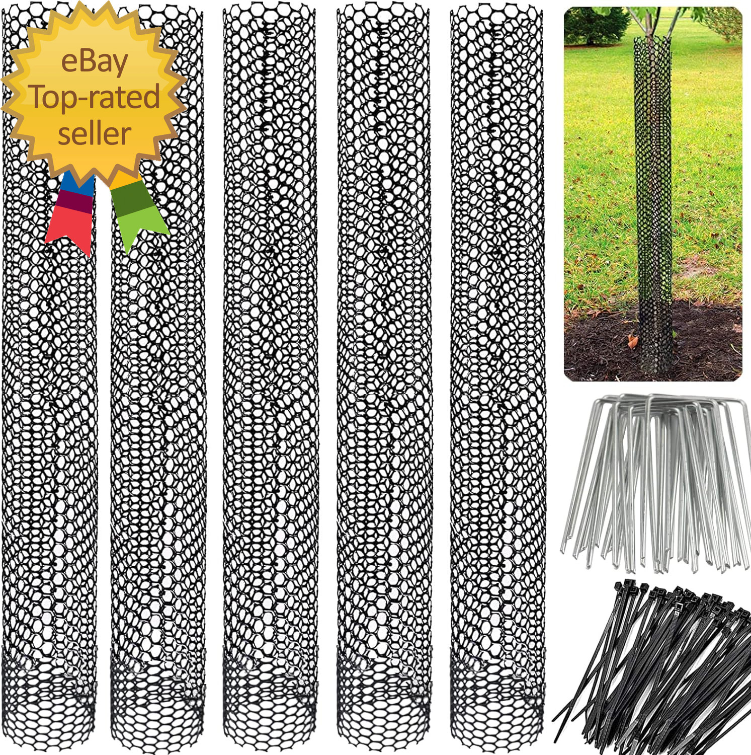 Mesh Tree Trunk Protectors, 6 Pack 40 Inches Tree Bark Protector Guard with Zip