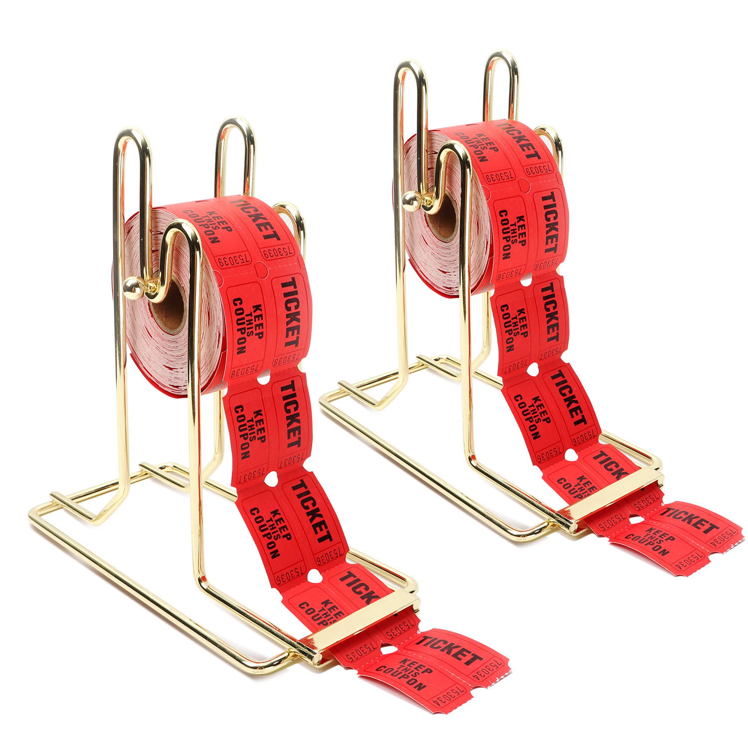 Brass Raffle Ticket Dispenser for Single & Double Roll Raffle Tickets - 2 Pack