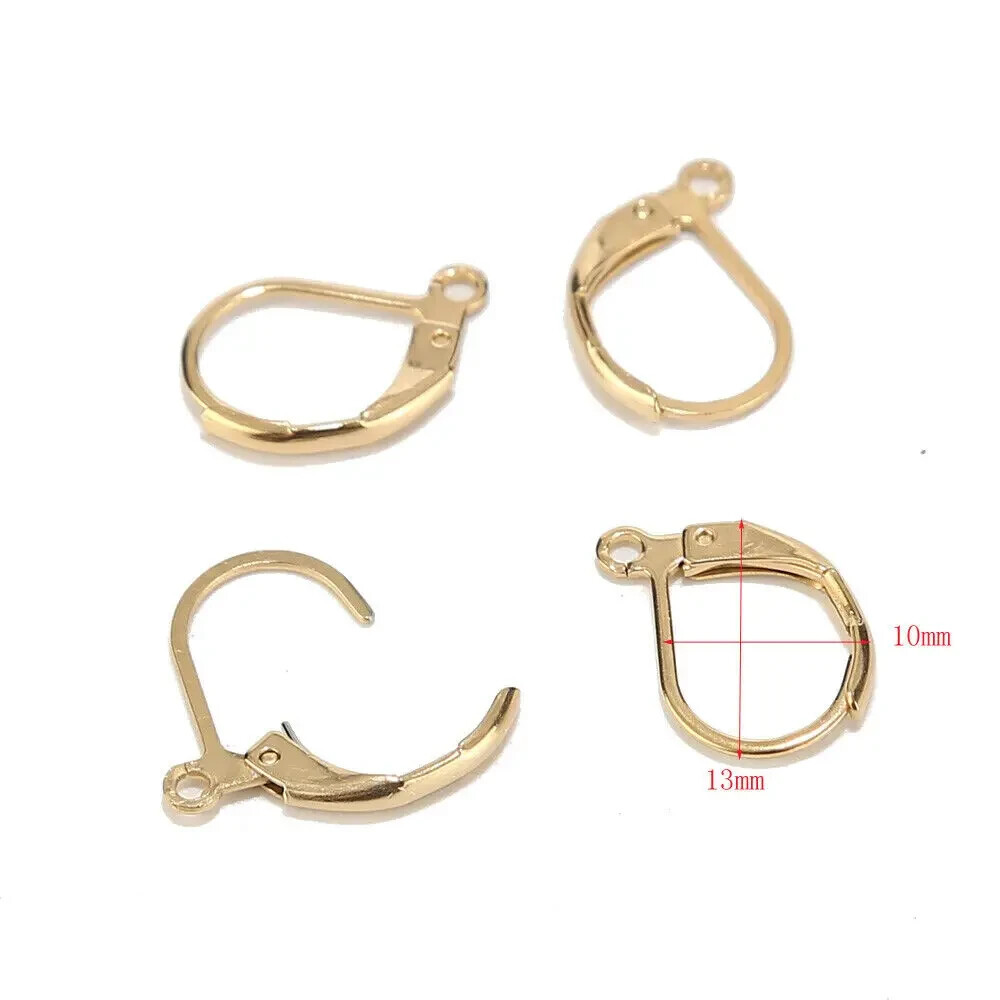 50pcs Stainless Steel 13x10mm Ear Wires Hoop Earring French Hooks
