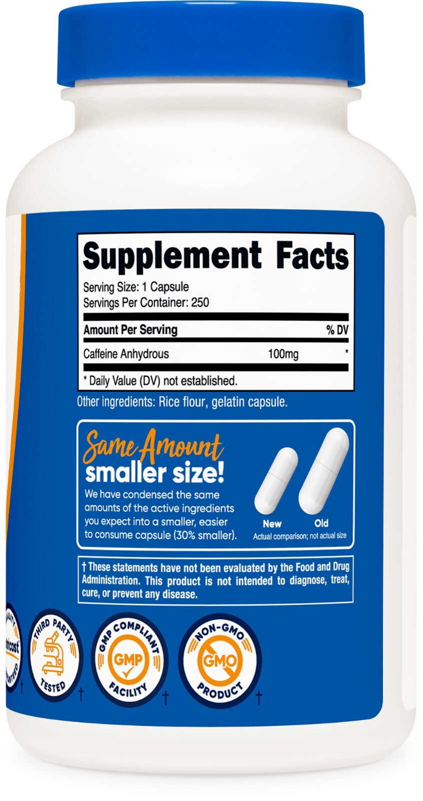 Nutricost Caffeine Pills 100mg Per Serving, 250 Capsules