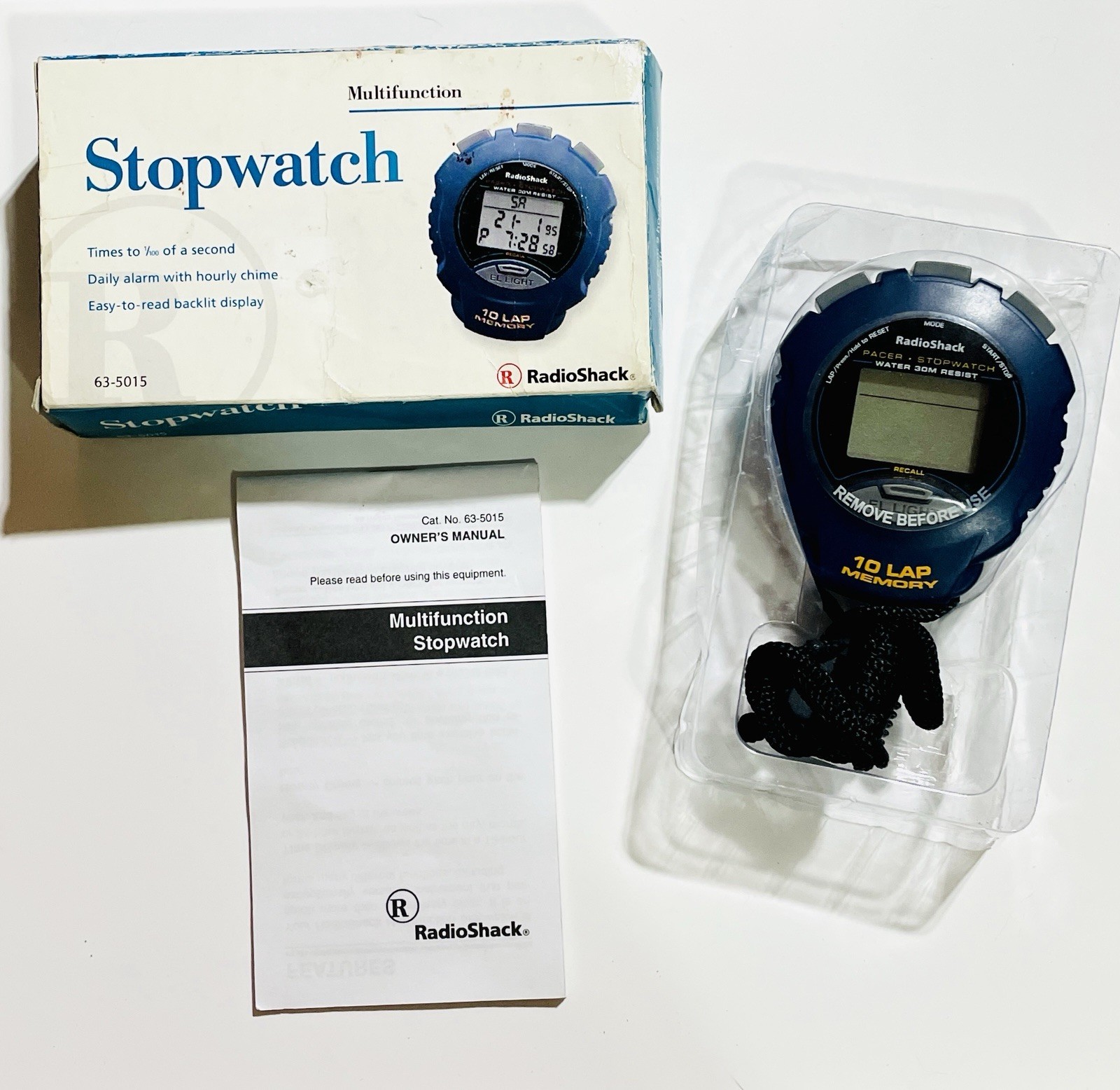 Radio Shack Multifunction Stopwatch 63-5015 10-Lap Memory New