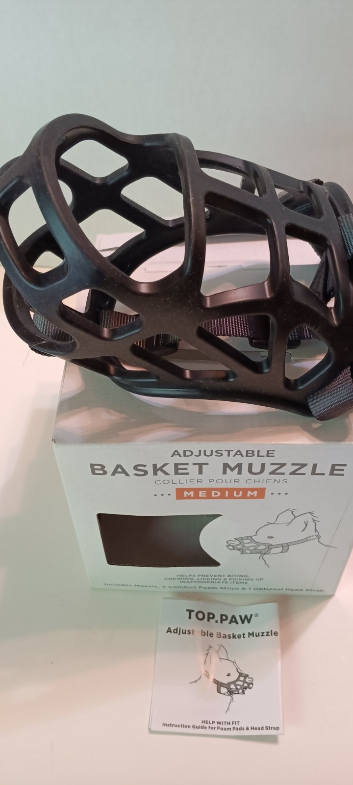 Dog Muzzle Size Medium Top Paw Adjustable Basket Muzzle New