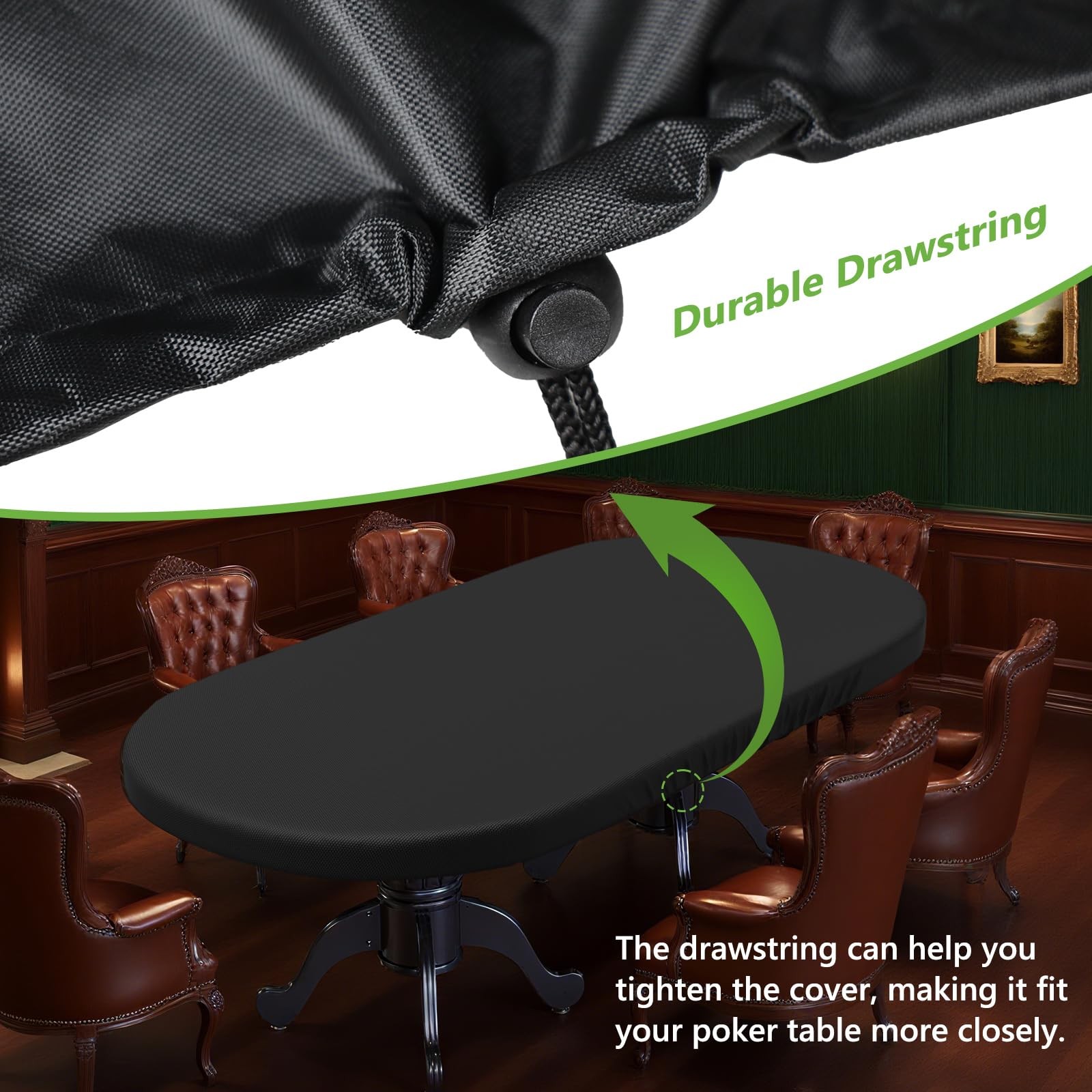 Oval Poker Table Dust Cover ,420D Waterproof Game Table Cover with Drawstring...