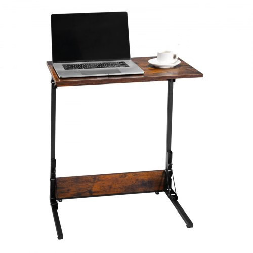 C Table, Folding C Shaped End Table with Metal Frame & Adjustable Feet, Foldabl