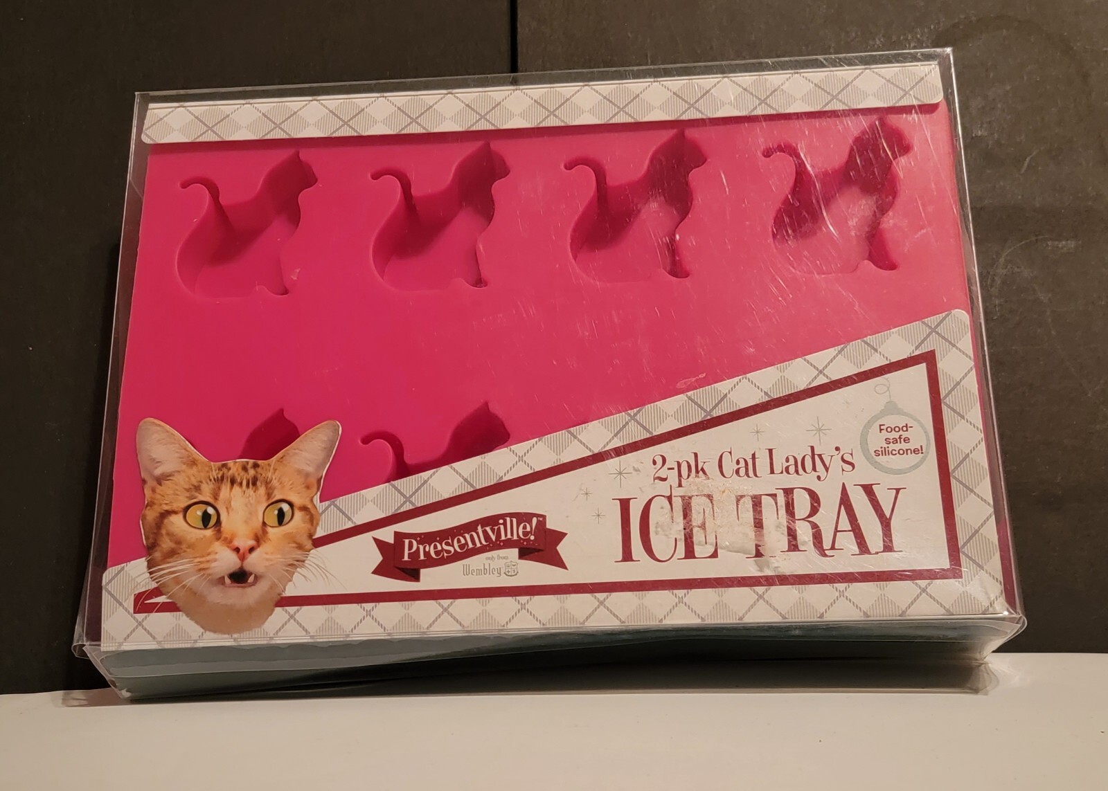 2-Pack Pink "Cat Lady's" Ice Tray - Cat Shaped Silicone Ice Cube Trays - Wembley