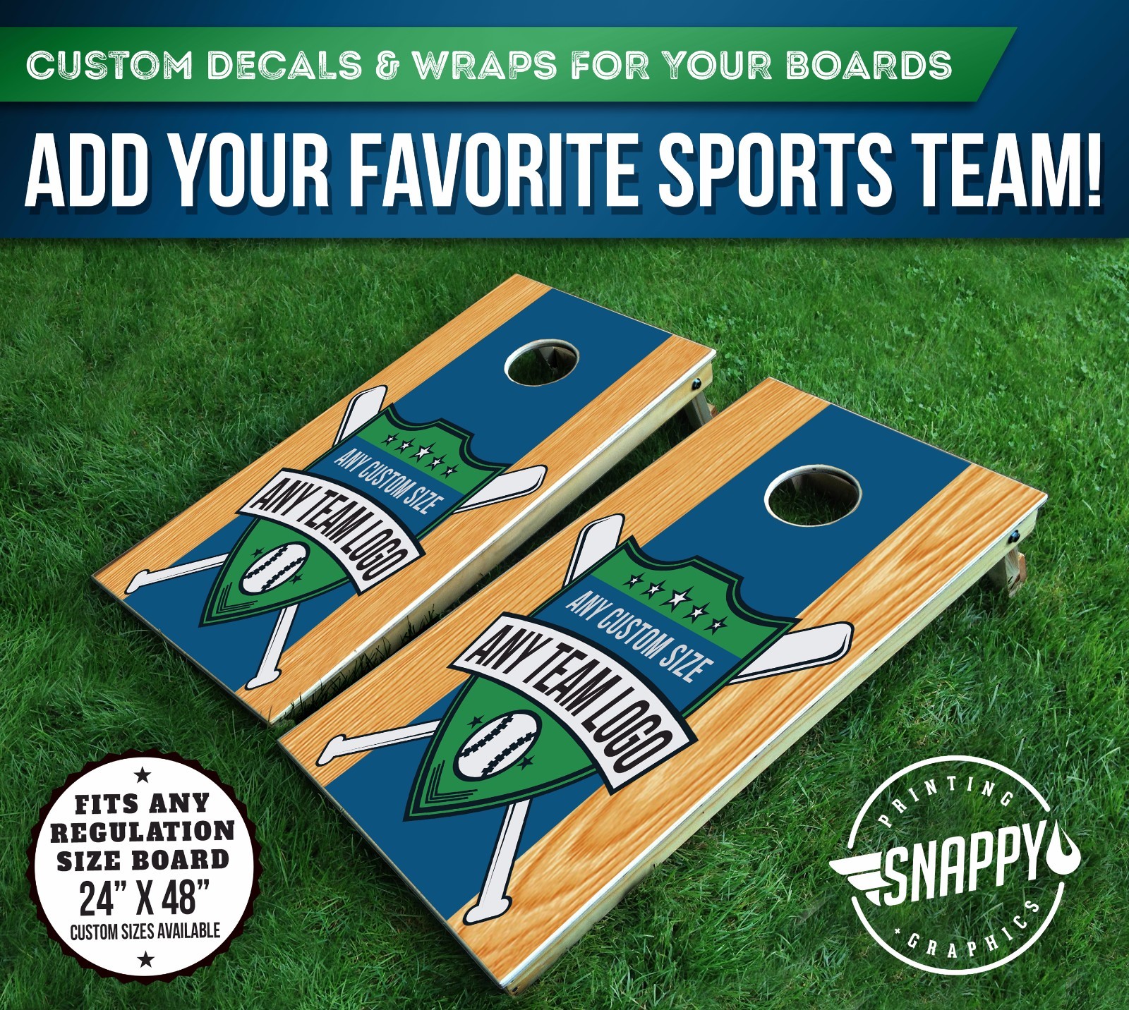 Cornhole Vinyl Decals, Bag Toss Board Wraps, ANY BASEBALL TEAM -  PAIR