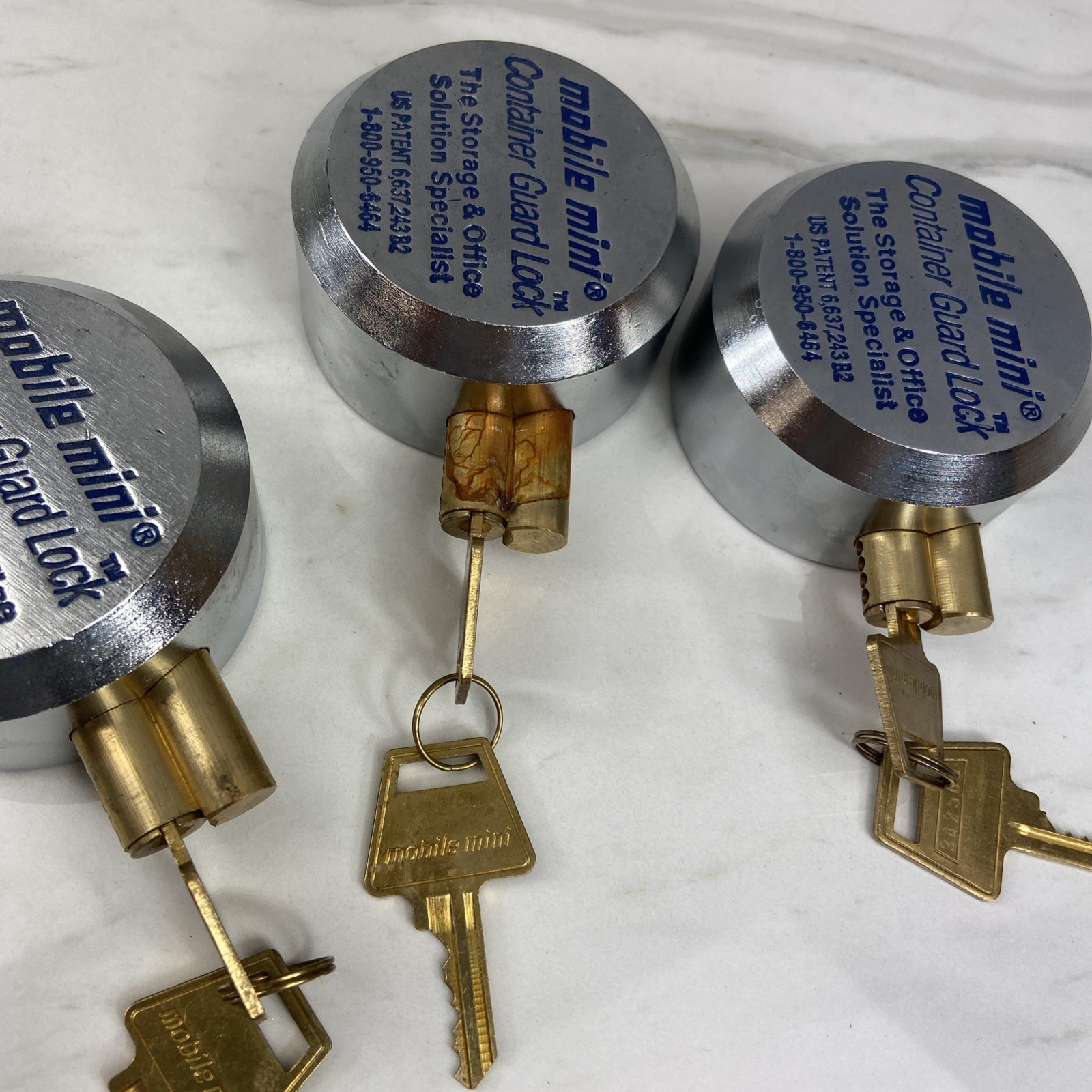 3 Mobile Mini Container Guard Puck Locks with 2 Keys - VGC