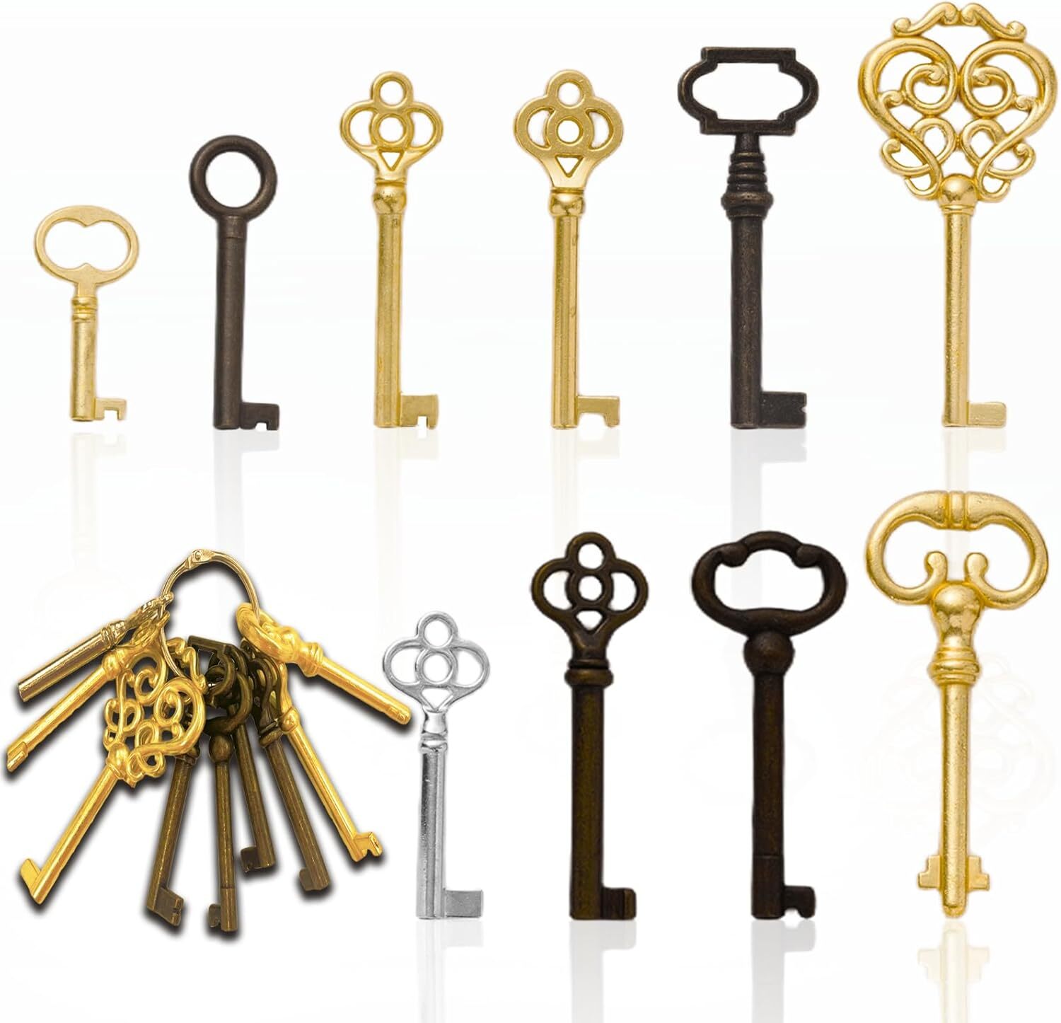 Universal Skeleton Key Set 10-Keys Replacement for Vintage Old Furniture