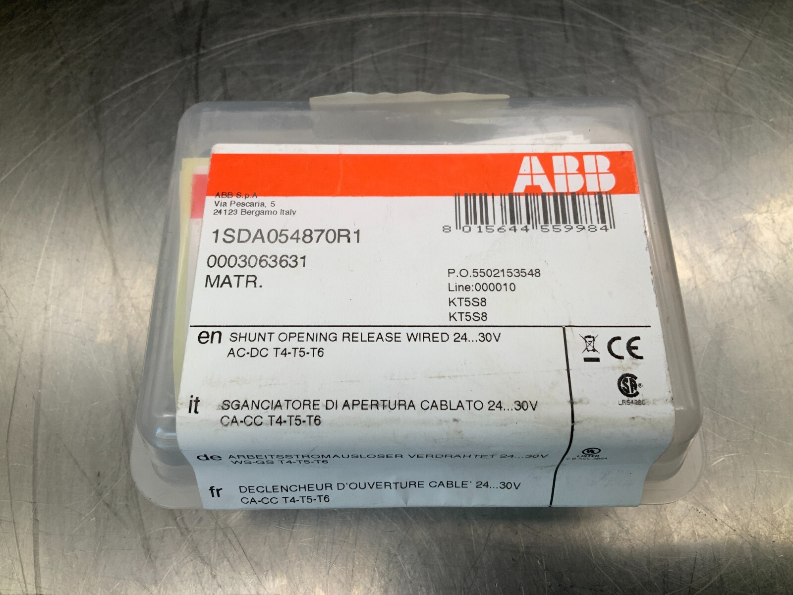 ABB 1SDA054870R1 Shunt Opening Release Wired 24...30v, AC-DC, T4, T5, T6