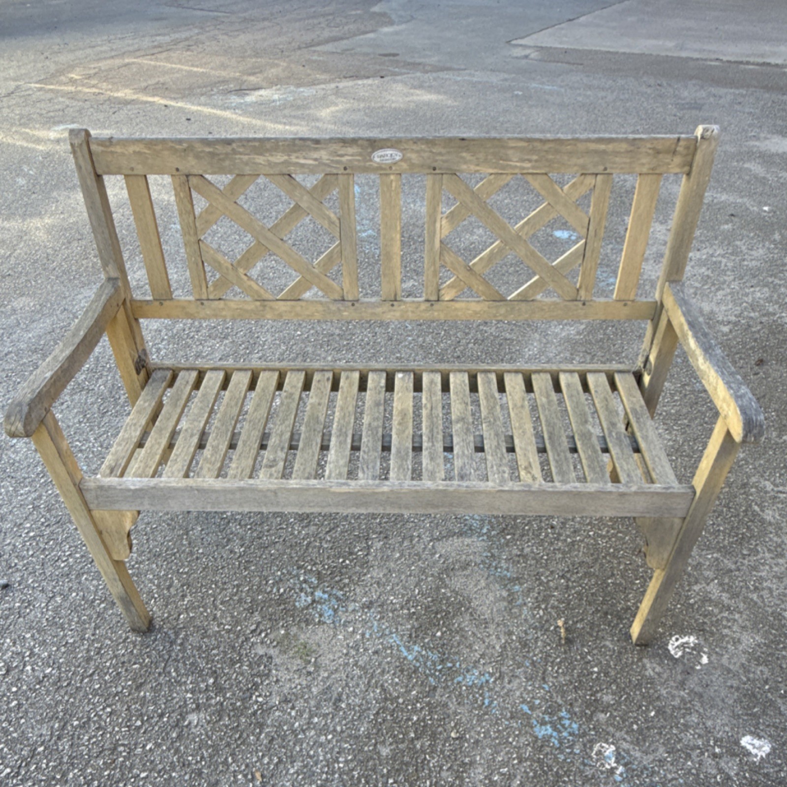 Light Brown Wooden Slatted Outdoor Bench for Patio or Garden, Seats 2 Adults