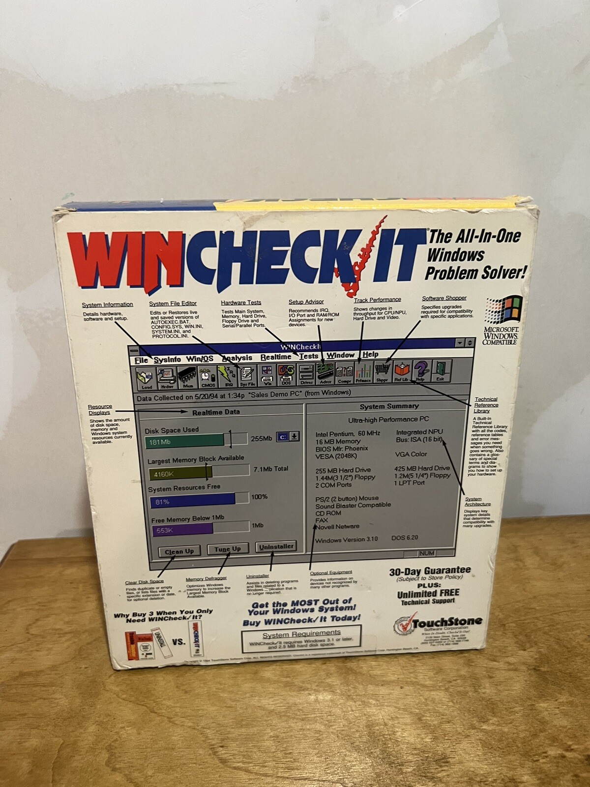 WIN CHECK IT SOFTWARE 3.5” Floppy Disks Big Box Windows 3.1 Complete