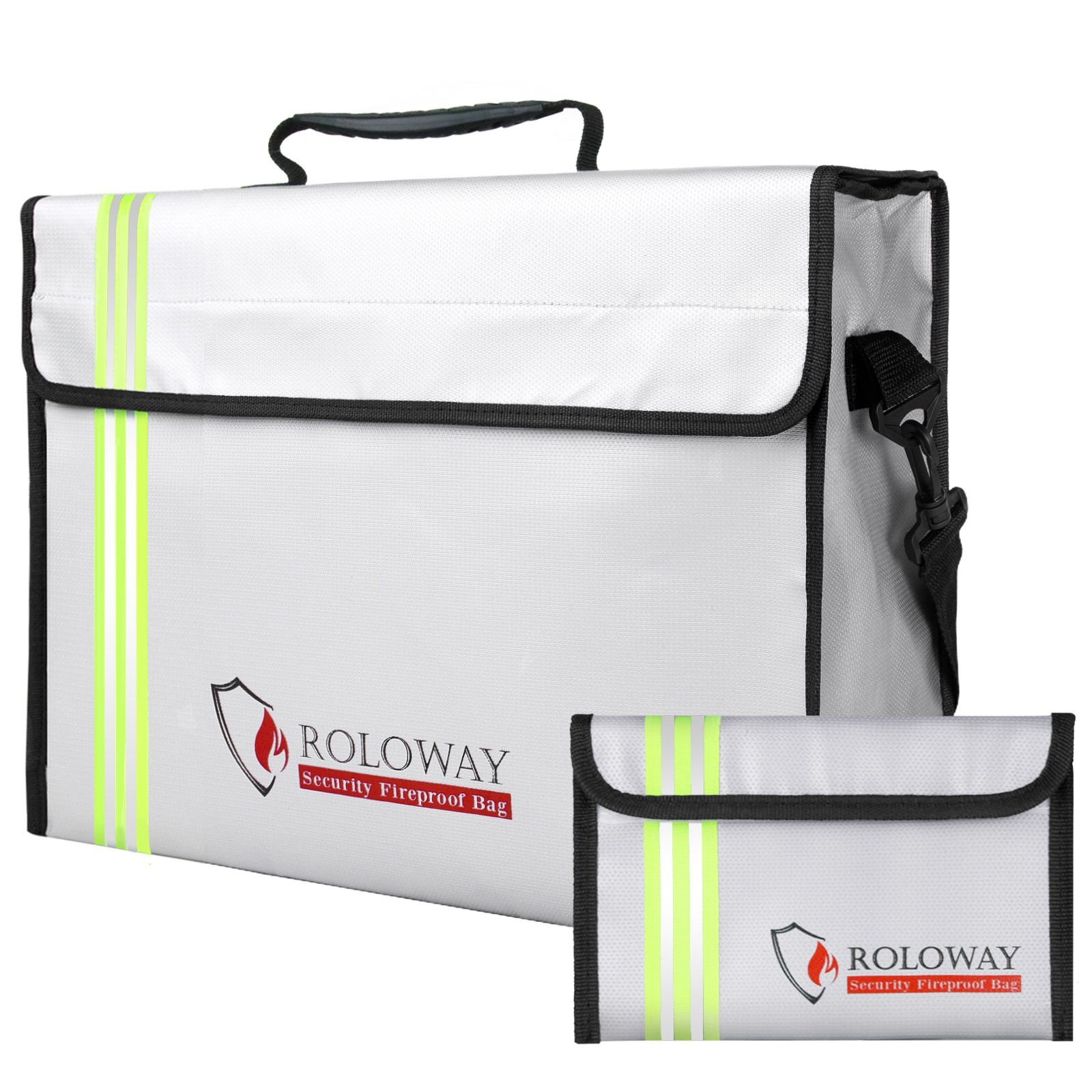 4200F Fireproof Document Bag Large Water Resistant Safe Box 15x12x5 Reflective
