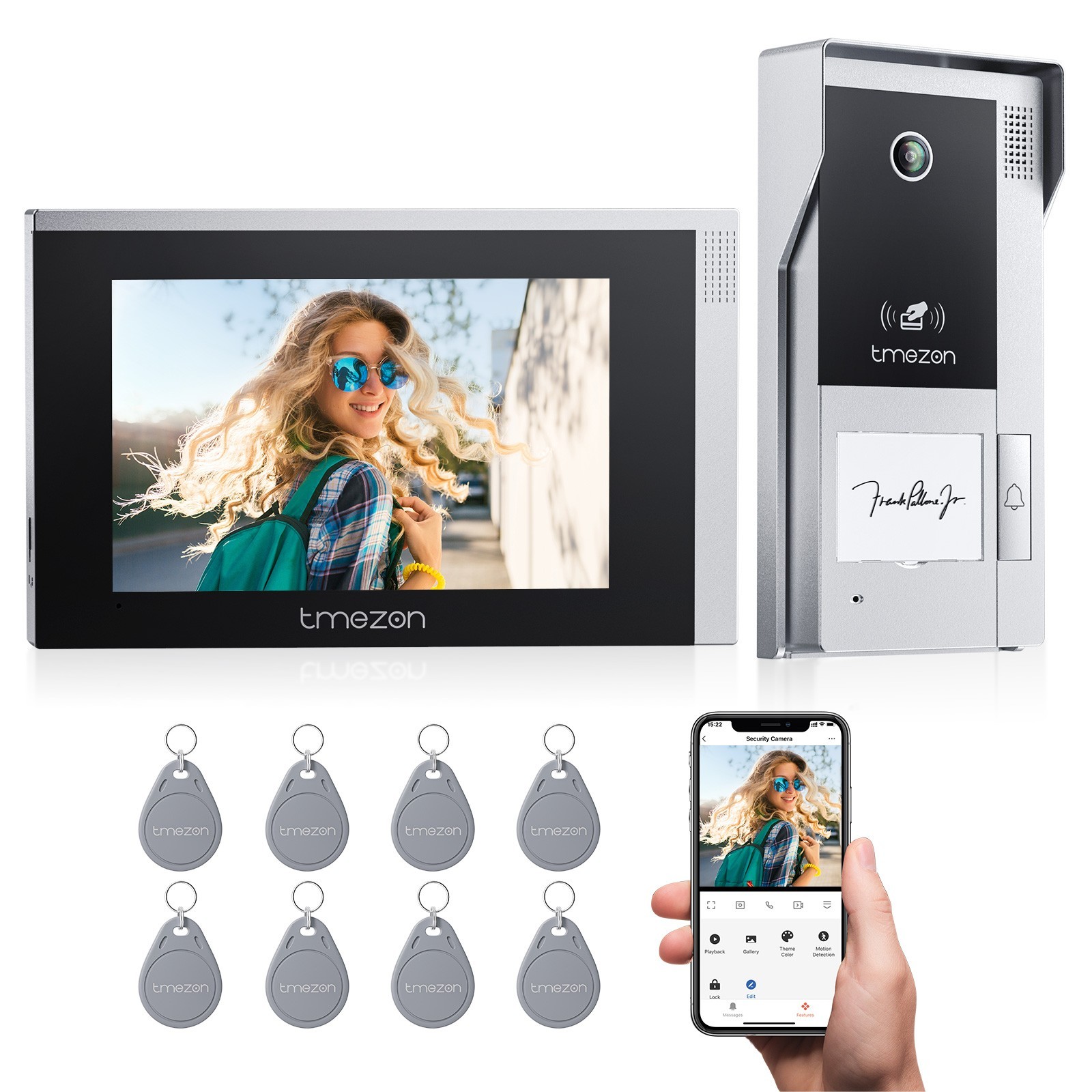 TMEZON WLAN 2MP HD Video Intercom Doorbell Wired System 7 Inches Touch Monitor