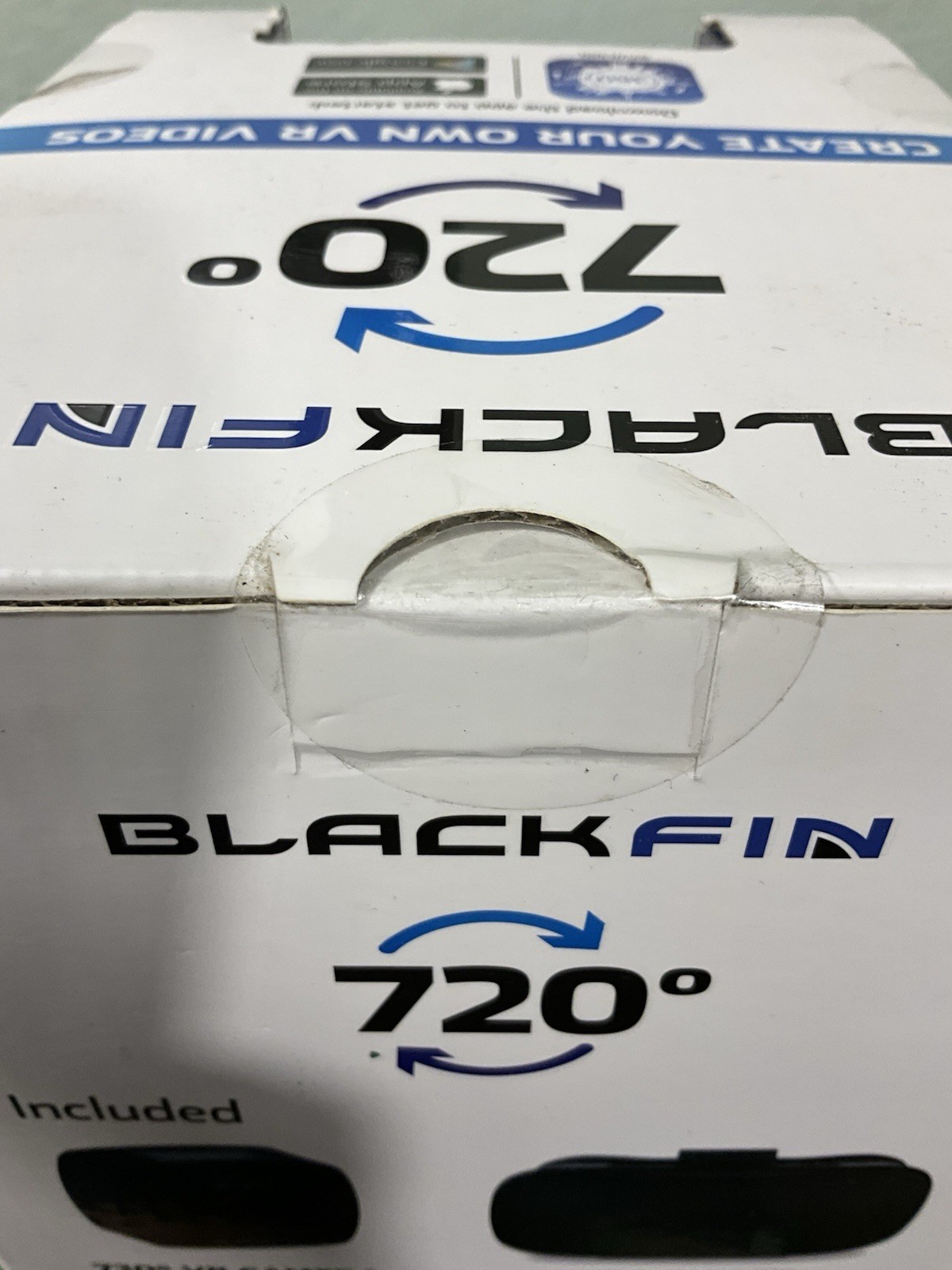 New Sealed Black Fin BF-720AM 720 Full Panoramic VR Action Camera & Headset