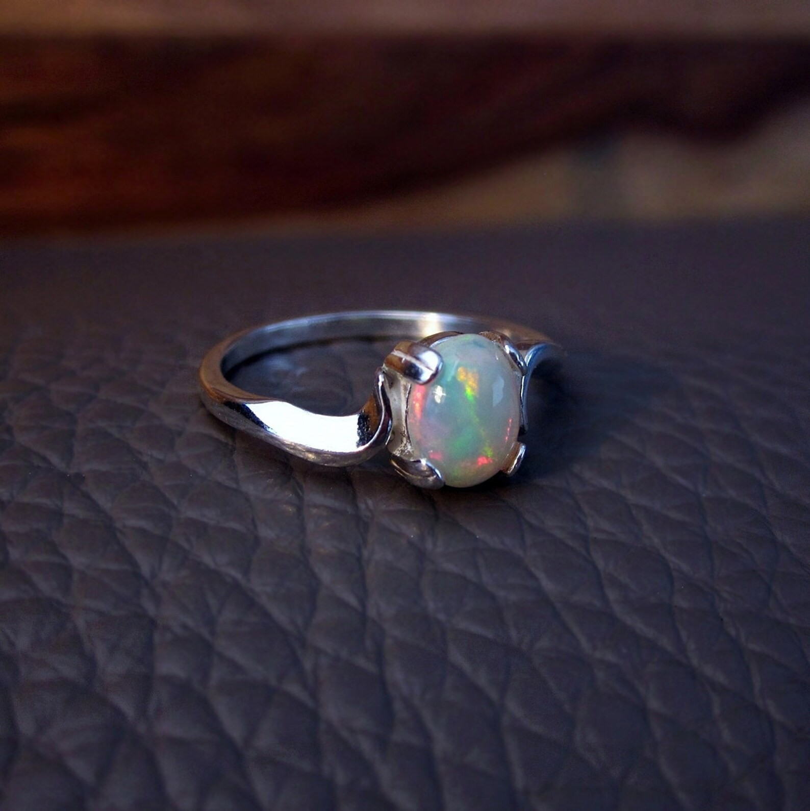 Natural Opal Stone Ring for Women | 925 Sterling Silver Girls Ring | Handmade Pa