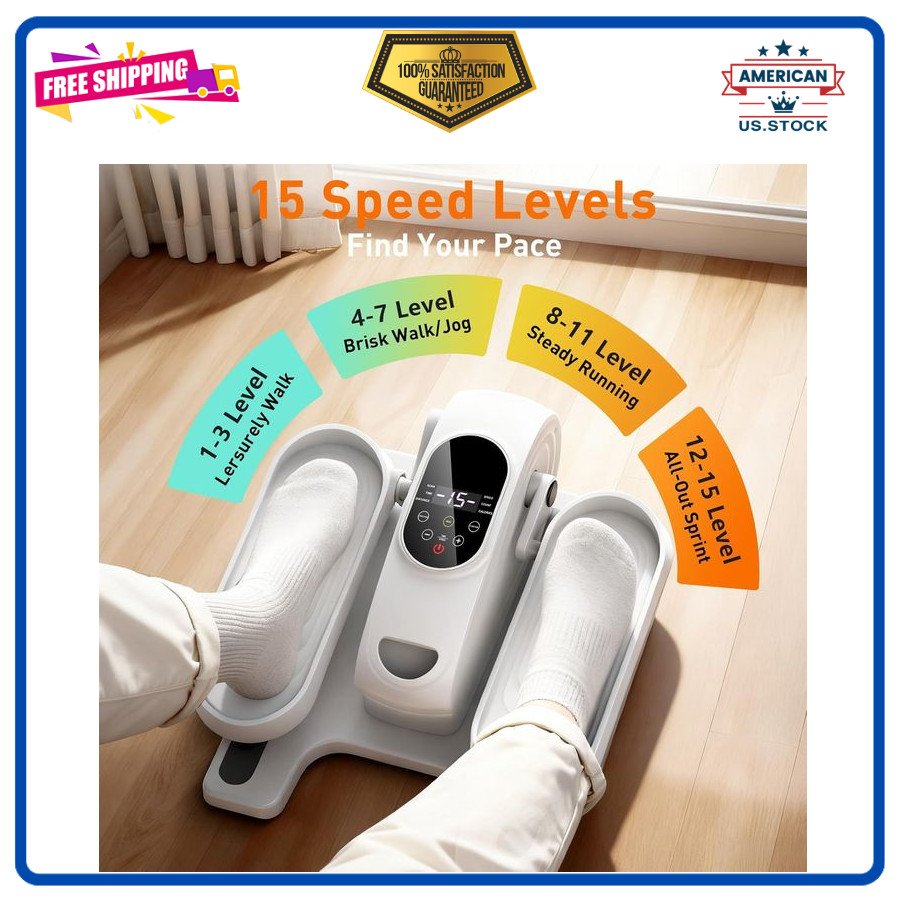 Under Desk Electric Elliptical Exercise Machine 15 Speed Seated Leg Exerciser