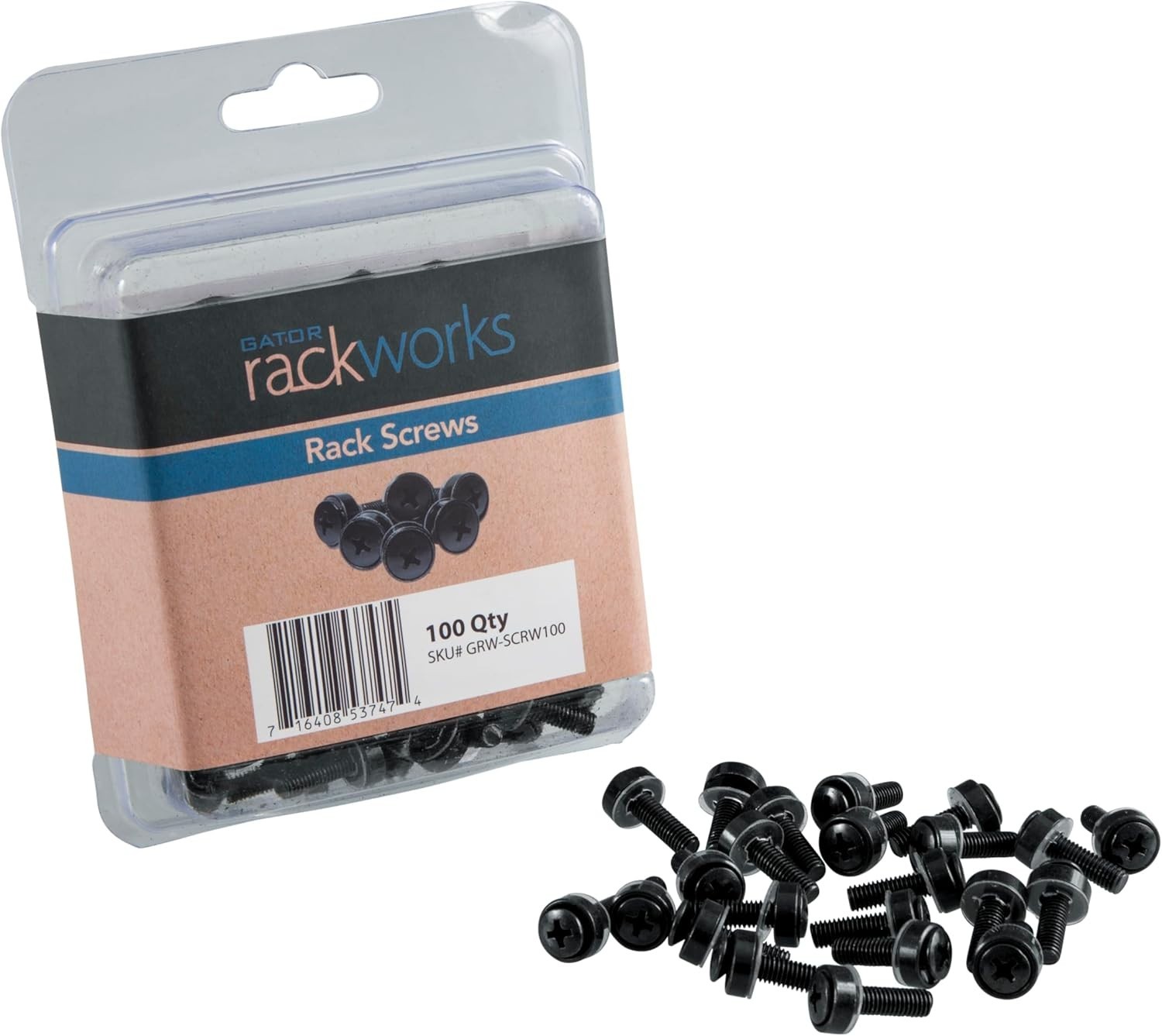 Gator Rackworks Standard Size Rack Screws, 100 Pack (GRW-SCRW100)