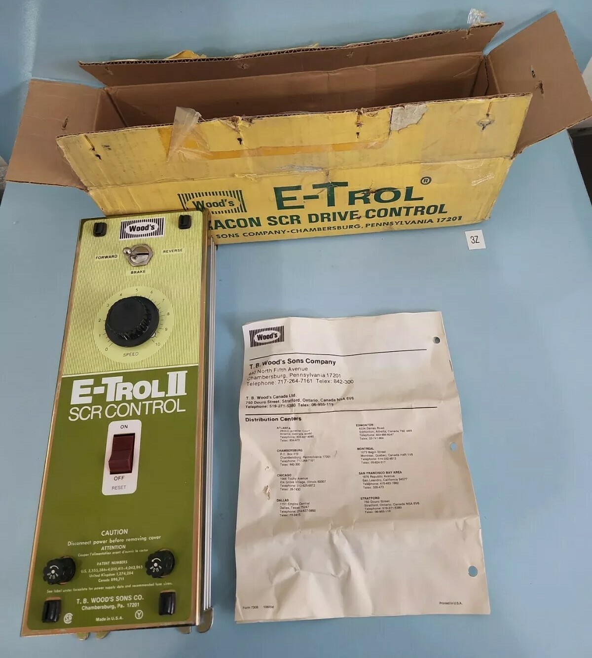 T.B. WOOD’S ER-100 E-TROL ULTRACON SCR DRIVE CONTROL *NEW OPEN BOX WITH WARRANTY
