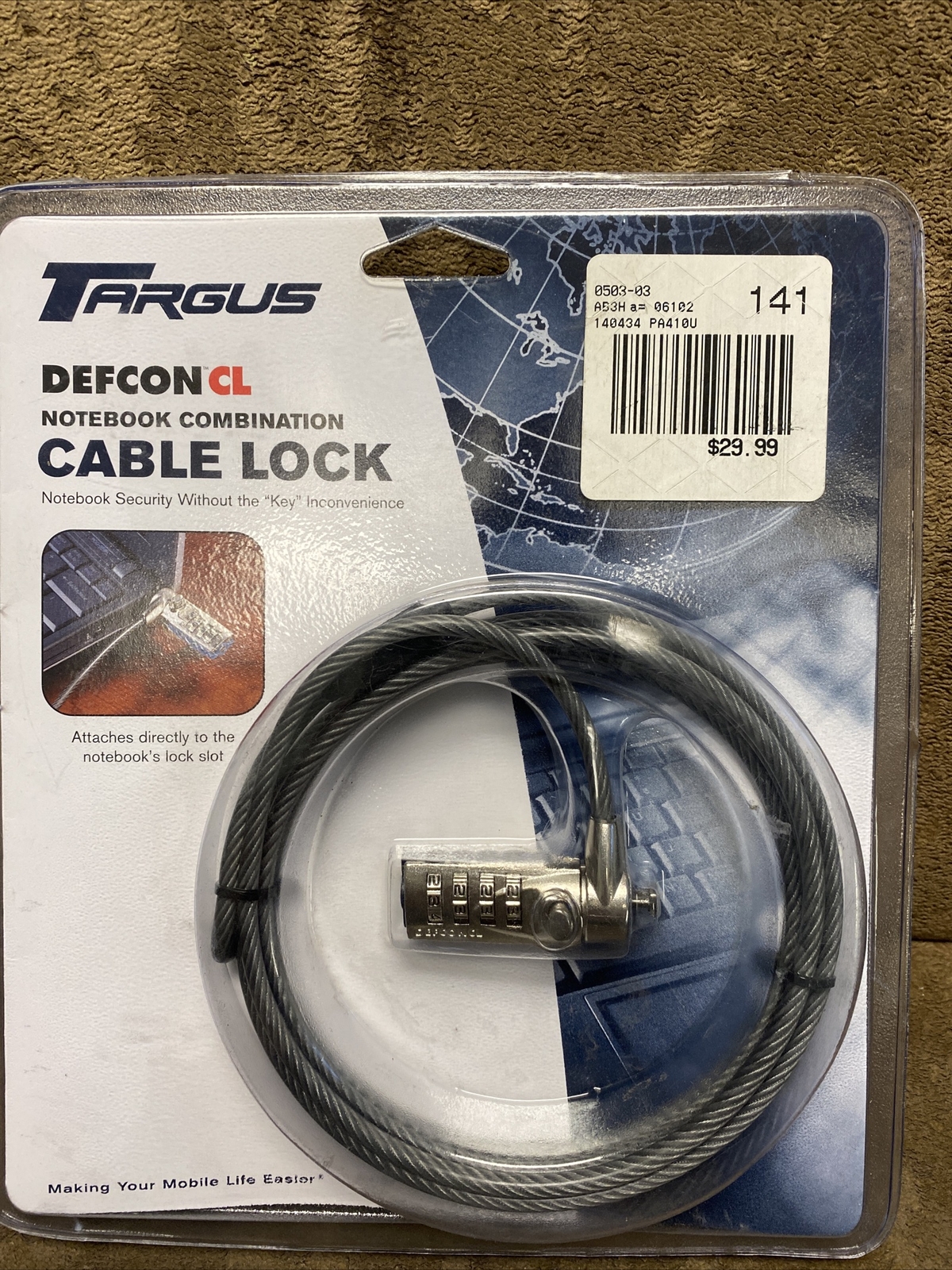 Targus Defcon CL Laptop Cable Lock / PA410U - Brand New