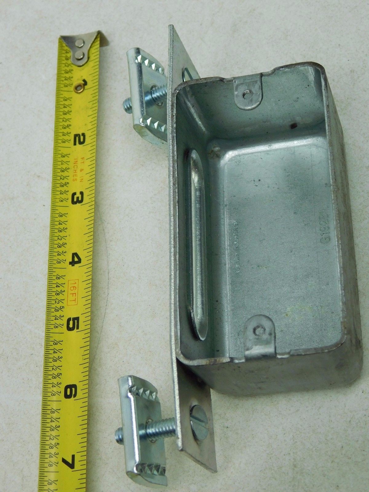 (1) NEW Outlet Box Bolt Down with Hardware - EF40 Electro Galvanized Clamp PO