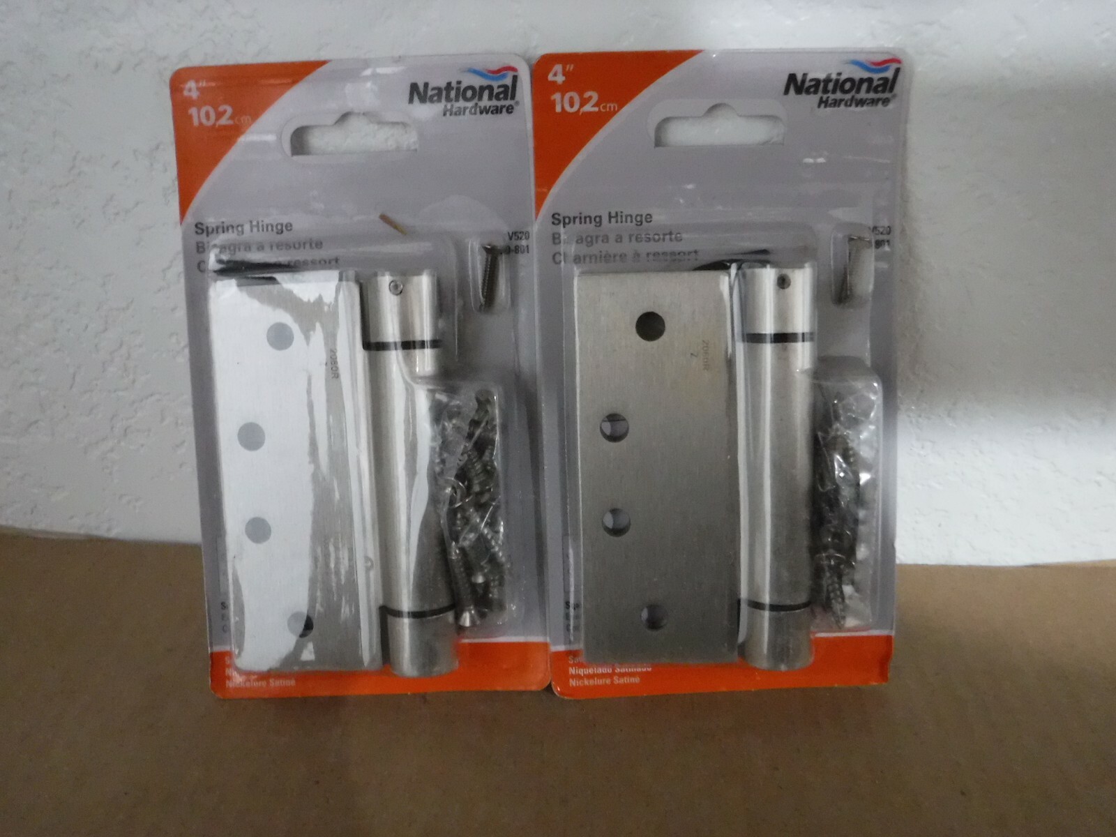 (BOX OF 2)  National N350-801 V520 4" Satin Nickel Adjustable Spring Door Hinges