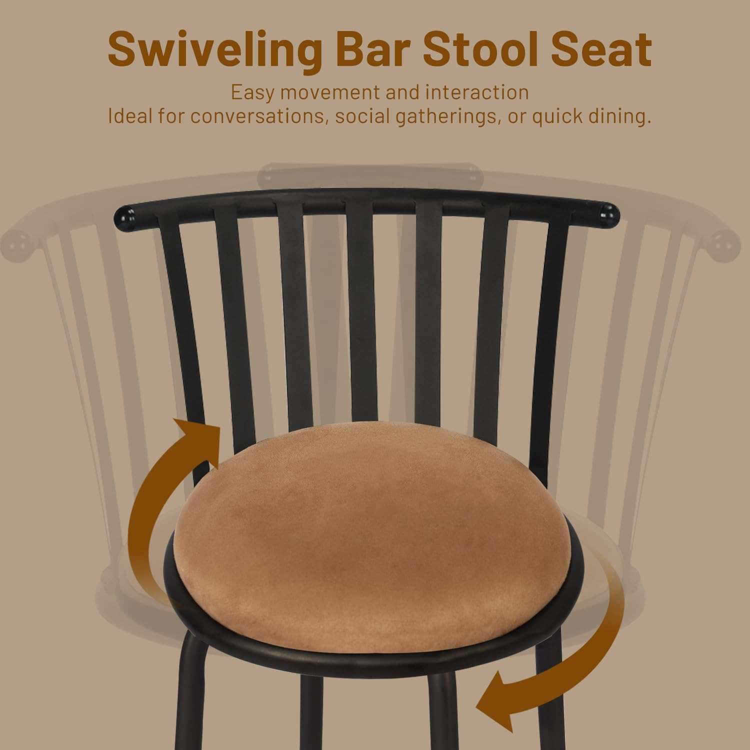 Classic Barstools Set of 3, Country Style Bar Chairs with Back and Footrest Swiv