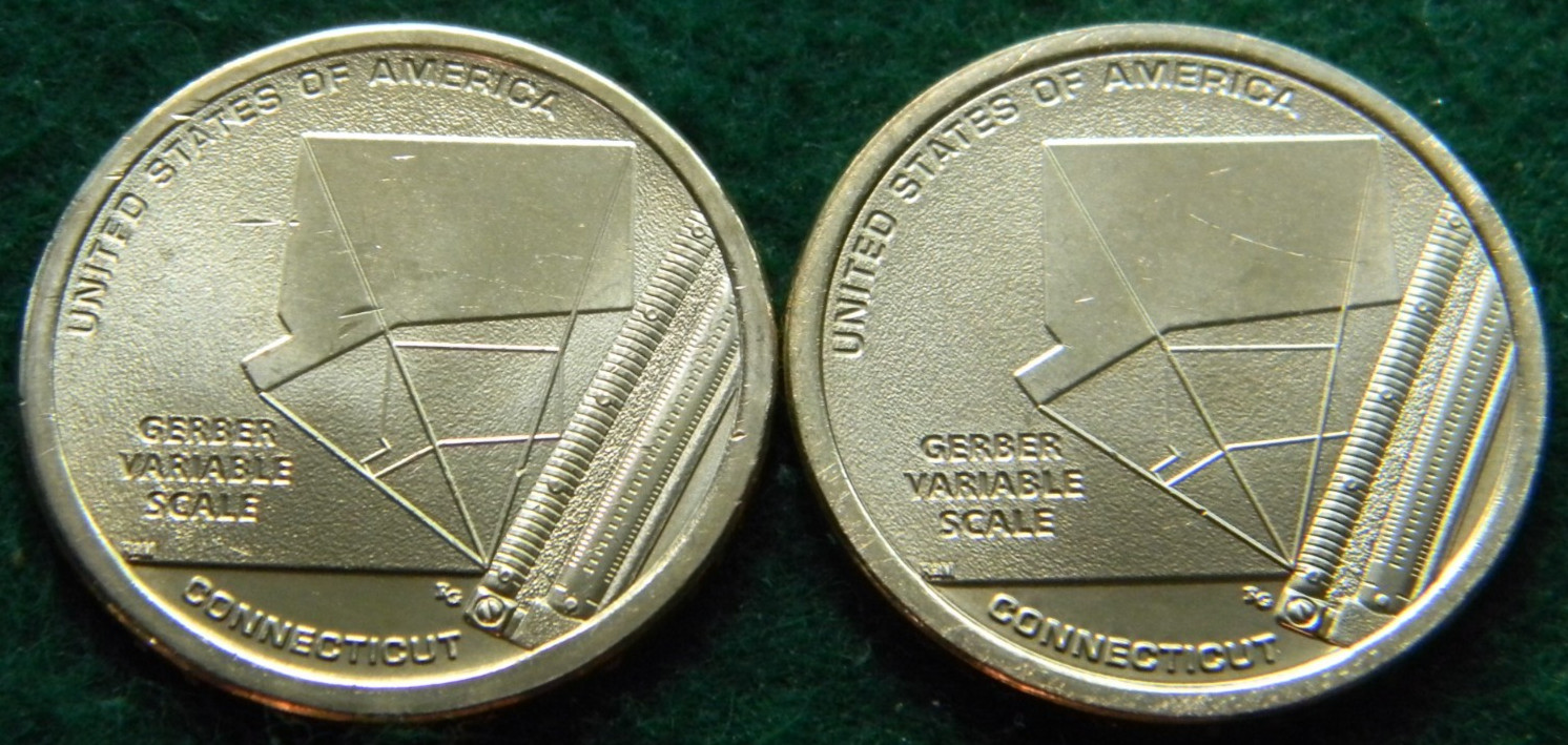 2020 P&D CONNECTICUT GERBER VARIABLE SCALE INNOVATION DOLLAR UNC (2 COIN SET)