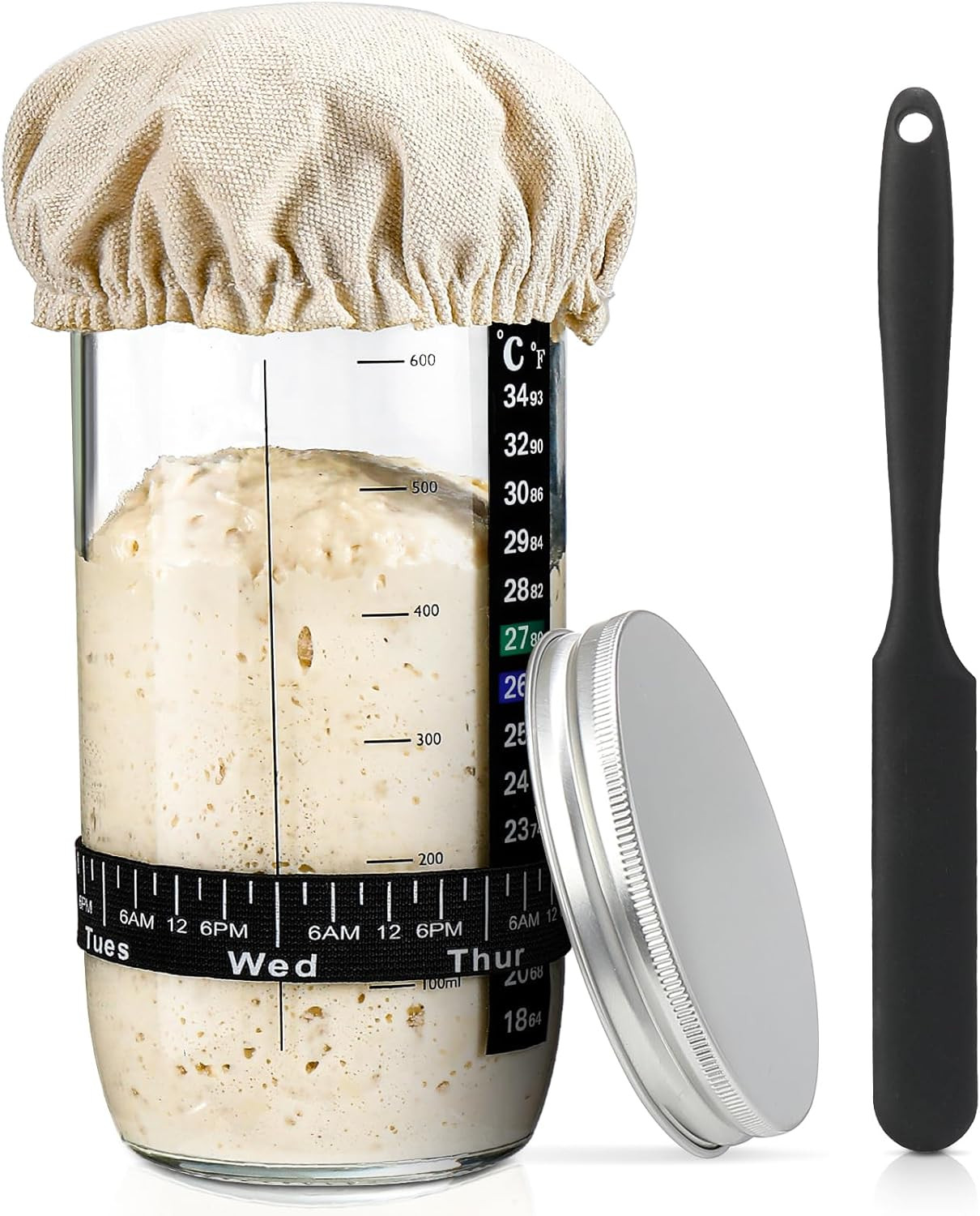 Sourdough Bread Baking Supplies,24 Oz Sourdough Starter Jar Glass, Sourdough Sta