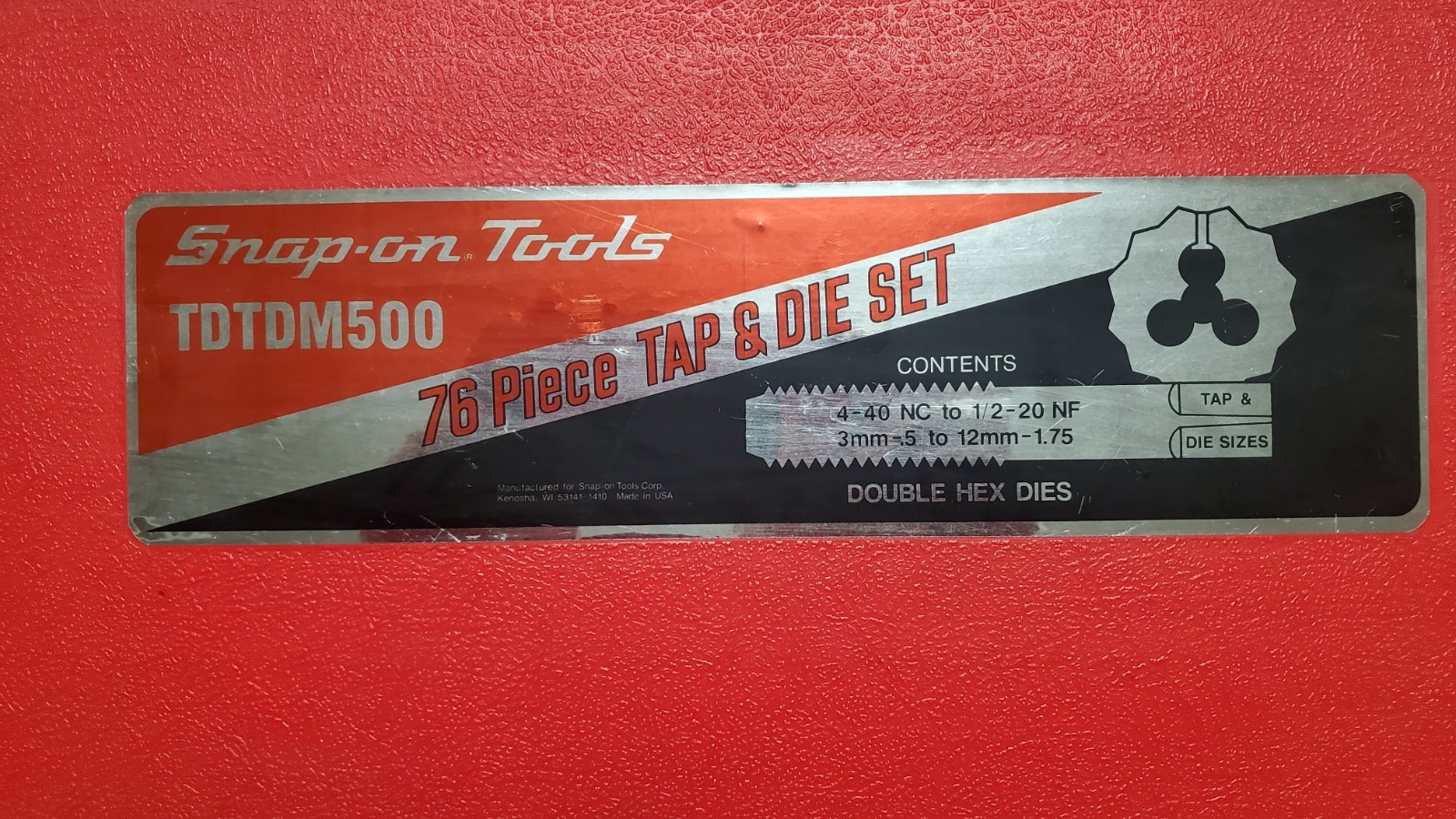 Snap On Tools Tap & Die Set # Tdtdm500 76 Piece Set complete  No Missing Parts