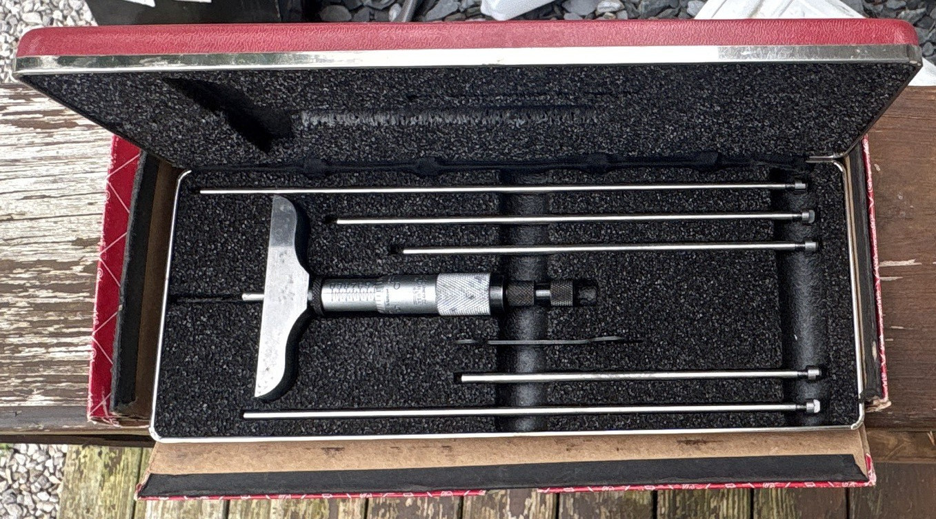 Starrett Depth Micrometer Set 0-6 in Mechanical 0.001 in Resolution 445