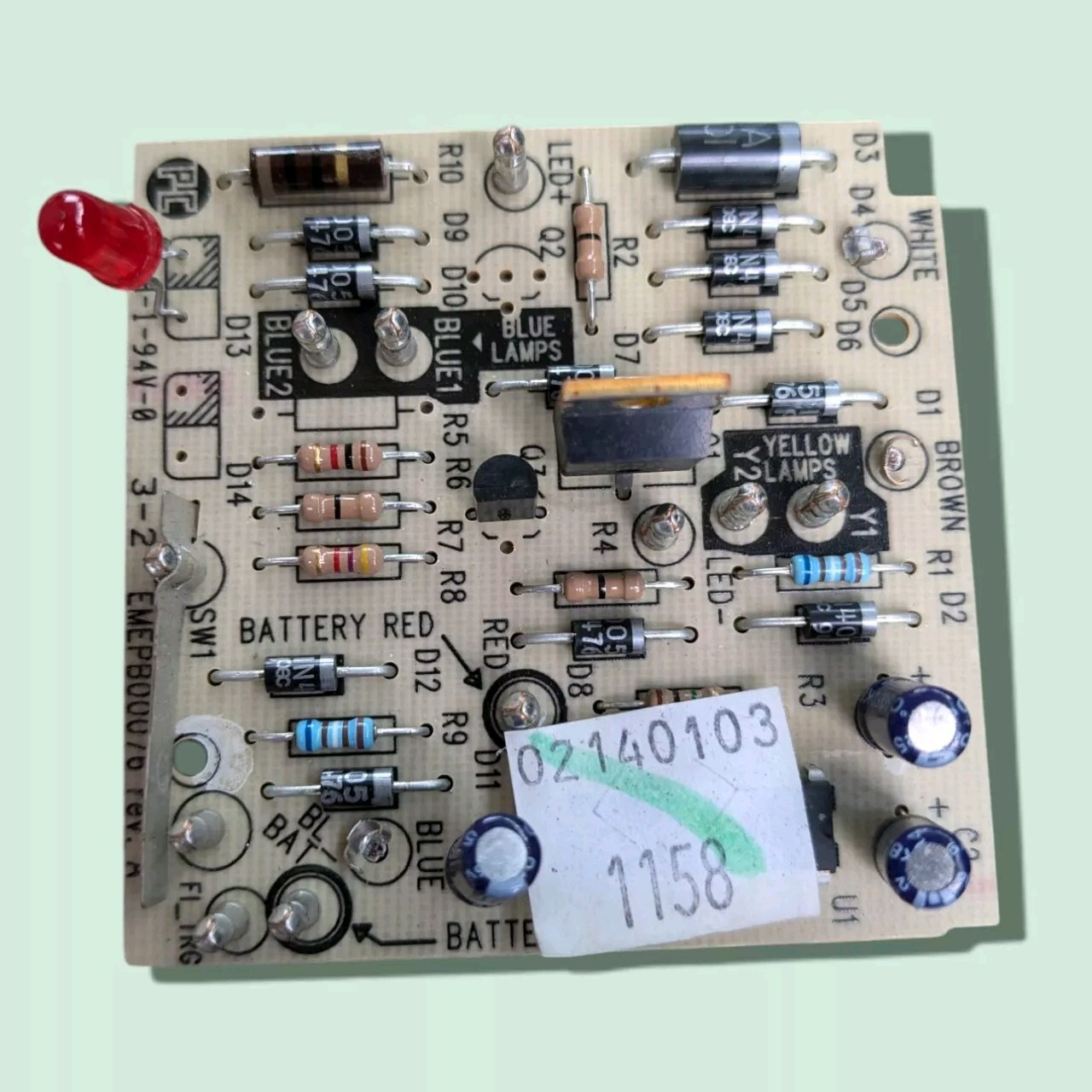 PC EMEPB00076 Circuit Board - Emergency LED Lighting Switch - Tested - 6VDC
