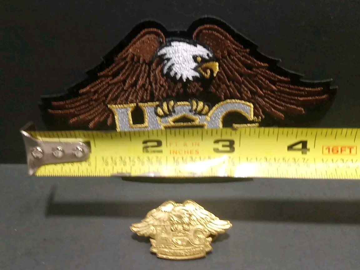 Harley Davidson HOG Harley Owners Group Patch and Pin Eagle Gold Pin