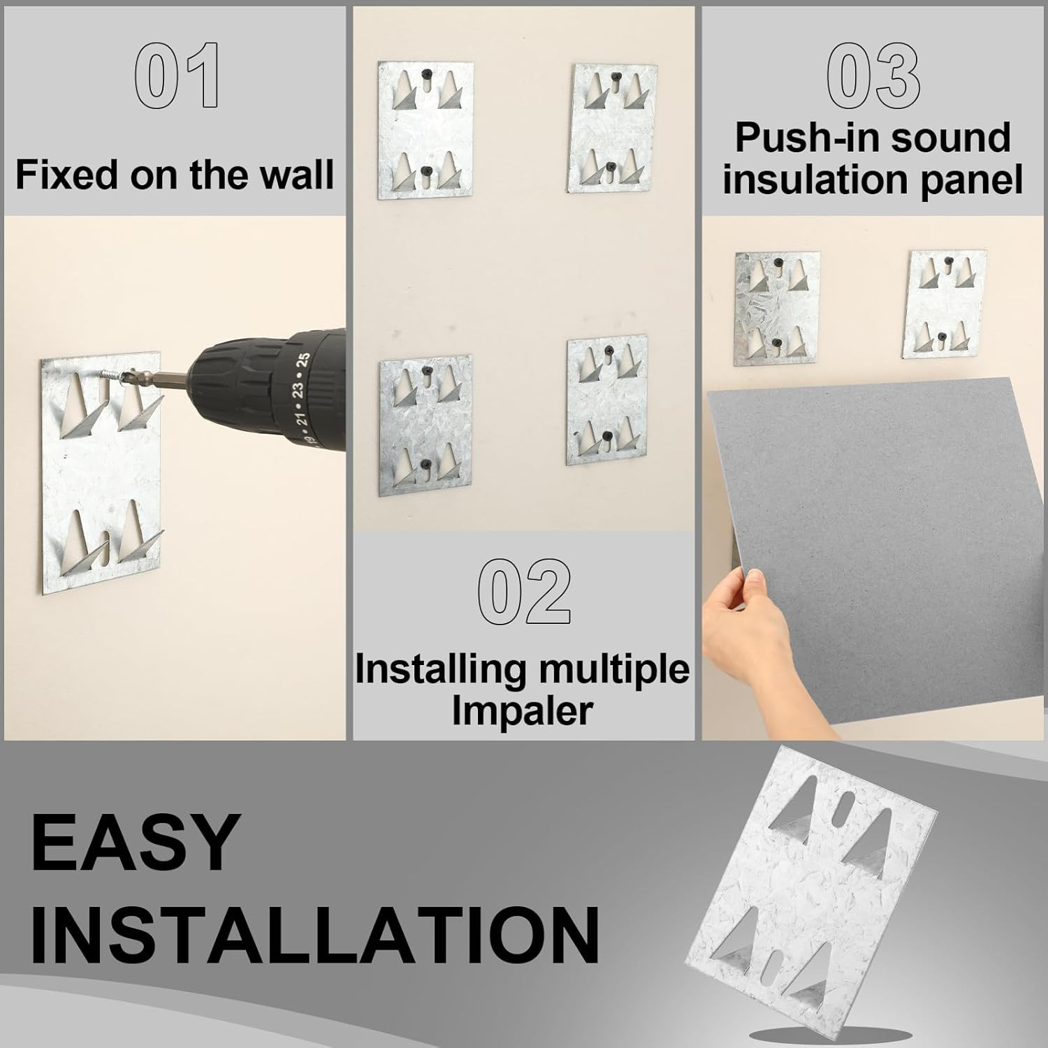 25 Pcs Surface Mount Impaler for Wall Mounting Acoustic Panels 18 Ga Galvanized