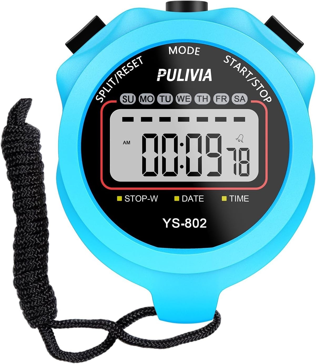Sports Stopwatch Timer, Single Lap Split Digital Stop Watch, Blue