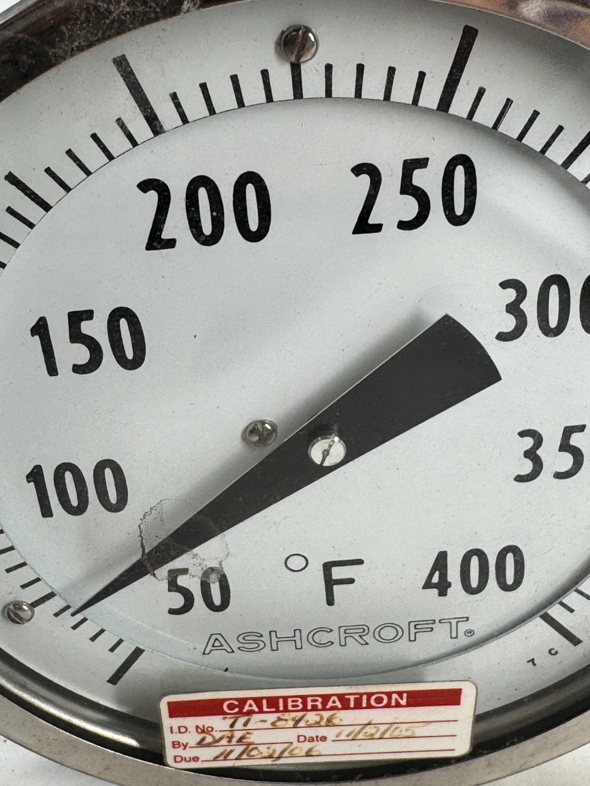 ASHCROFT Adjustable Angle Thermometer, 0-400F, 5" Face, 7-1/2" Stem, 3/4" NPT