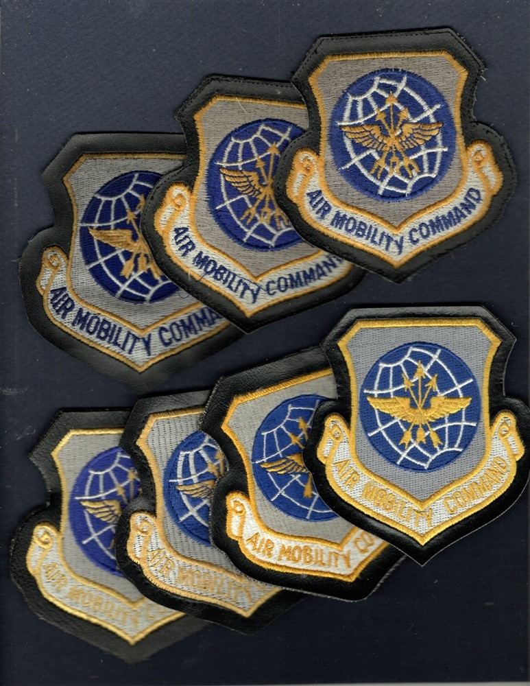 Dealer Lot AMC Air Mobility Command USAF ANG Leatherette Squadron Patch Set of 7