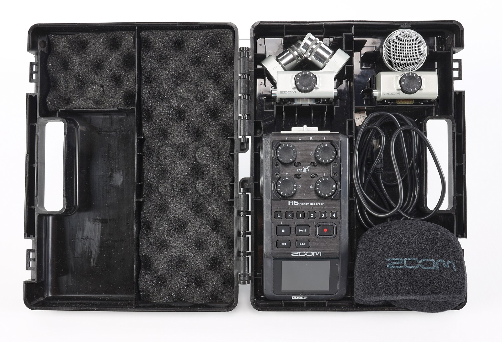 Zoom H6 Portable Handy Recorder with 2x Mic Capsules and Case (Parts & Repair)
