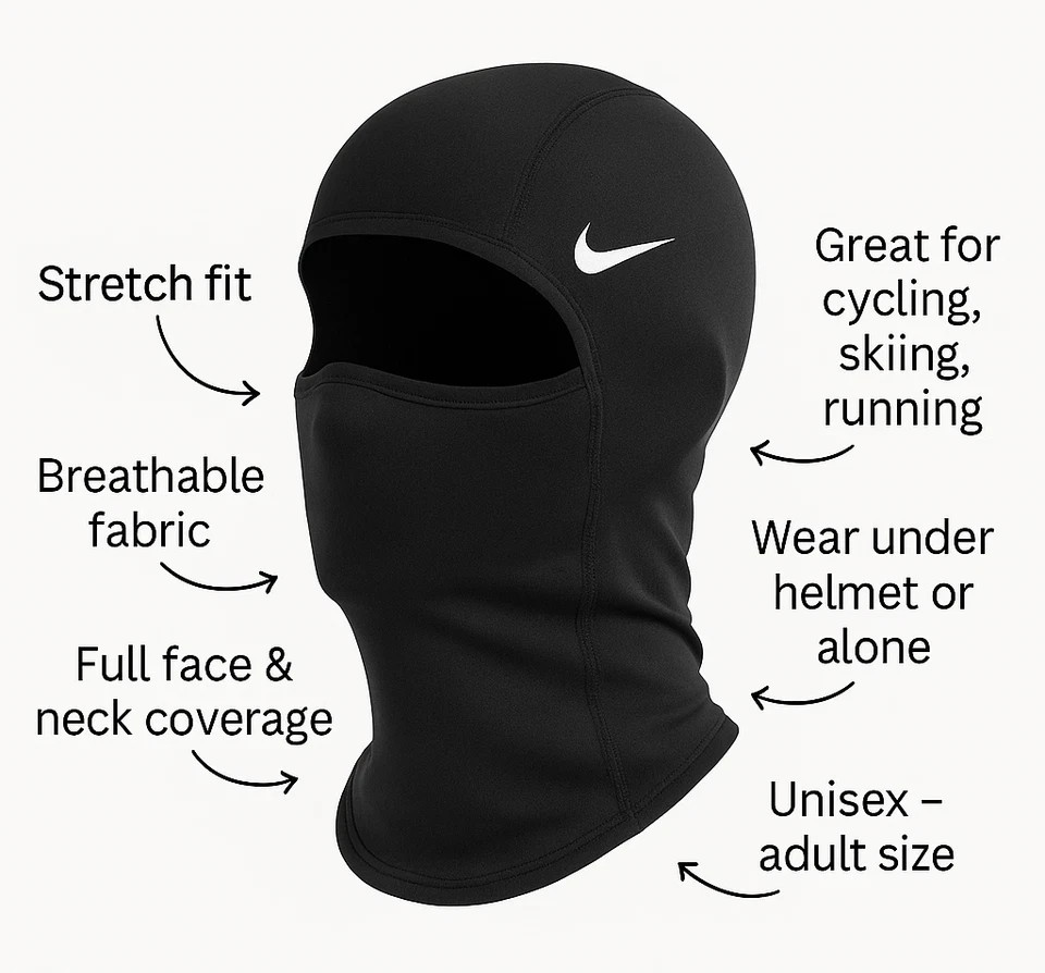 Nike Pro therma-fit hyperwarm hood ski mask black, balclava, Best for Winter