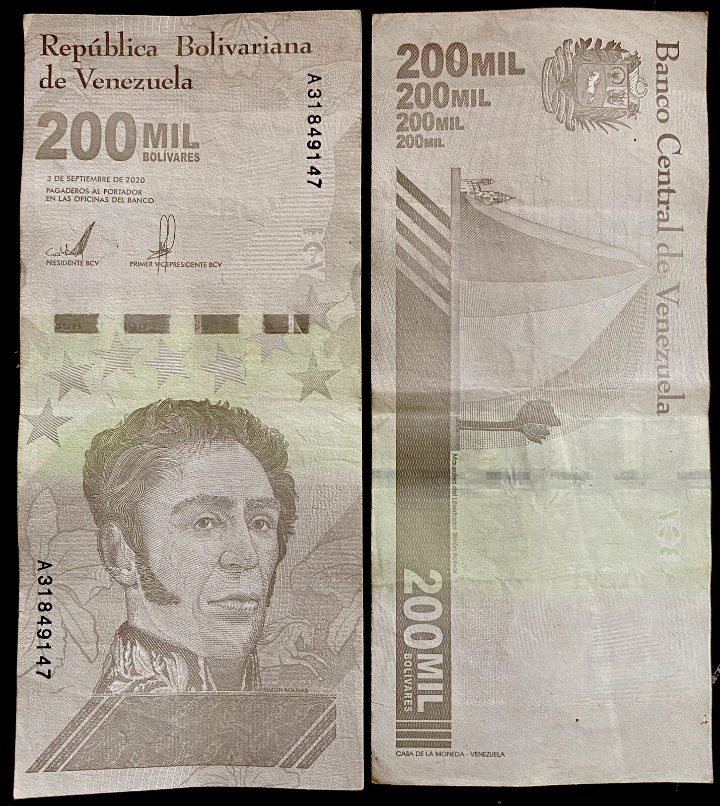 VENEZUELA 200,000 200000 Bolivares Banknote World Paper Money 2020 FREE SHIPPING