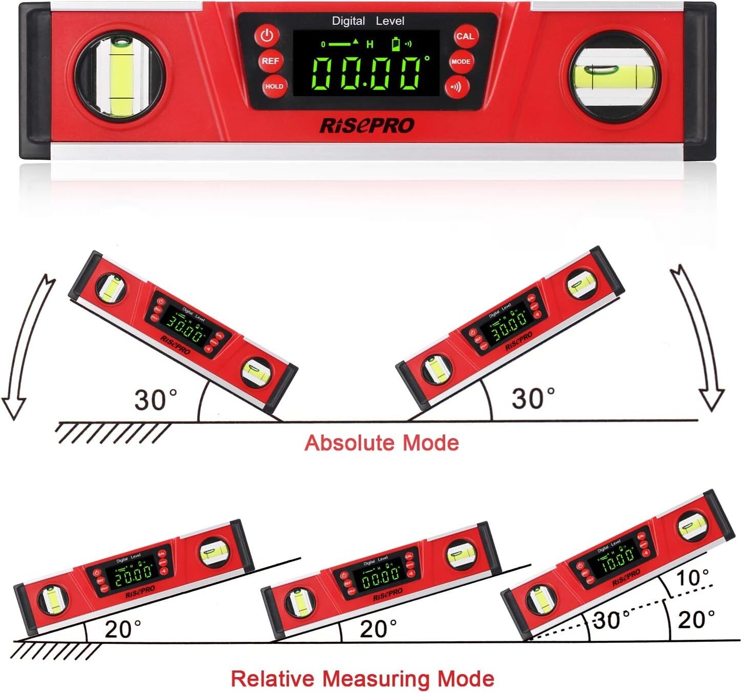 10-Inch Digital Torpedo Level and Protractor IP54 Protected Electronic Bubble