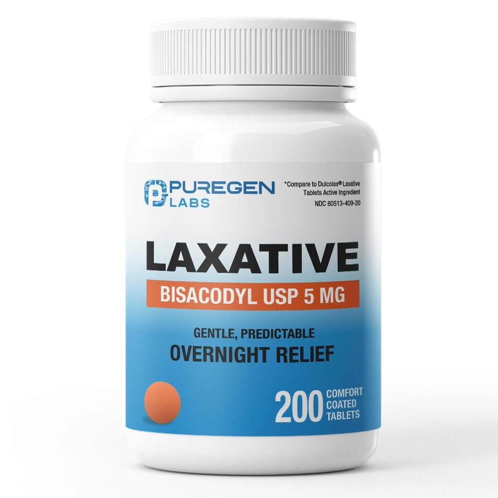Labs Bisacodyl 5mg Tablet | 200 Count | Stimulant Laxative, Gentle and Fast Over
