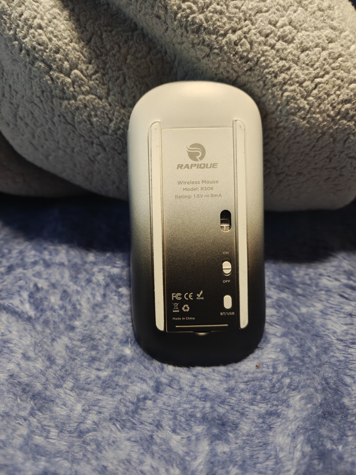 RAPIQUE R306 Wireless Bluetooth/USB Optical Mouse 1600 DPI 4-Button Silver