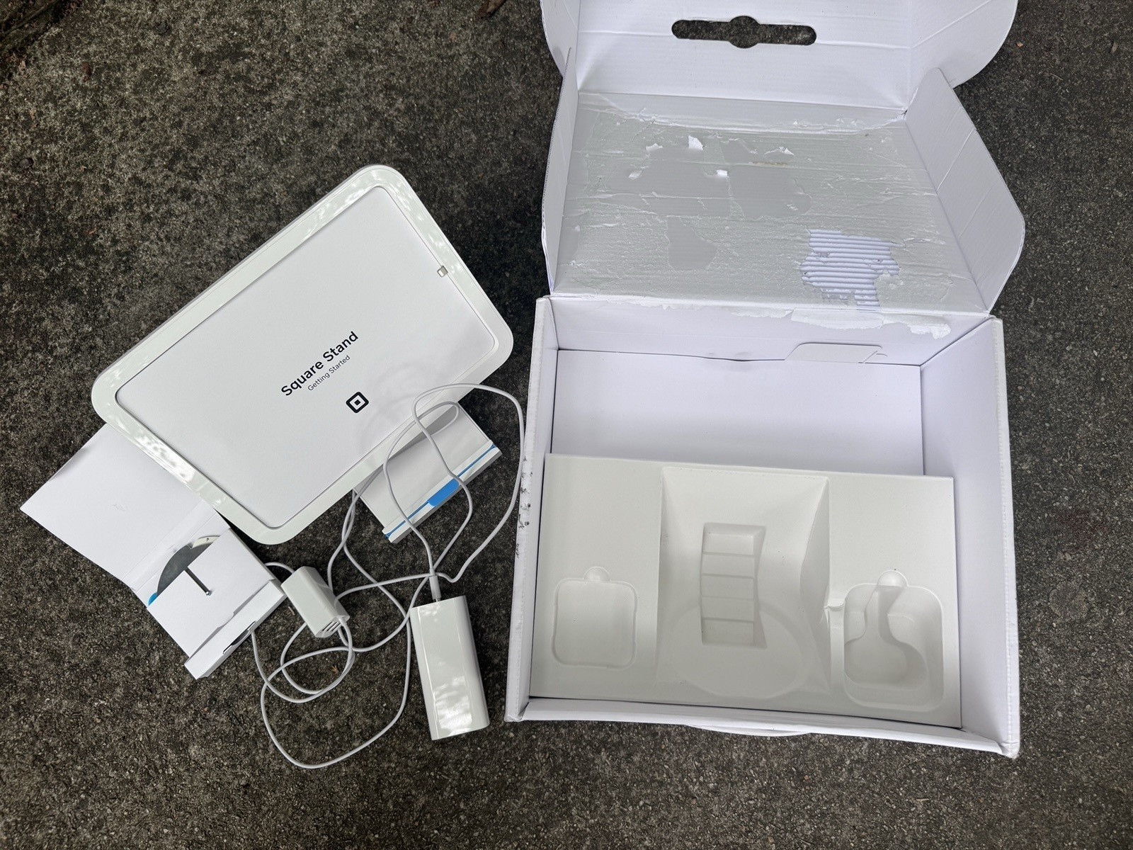Square Square Stand POS iPad/Tablet Stand Kit with Power Adapter, Cables & Box