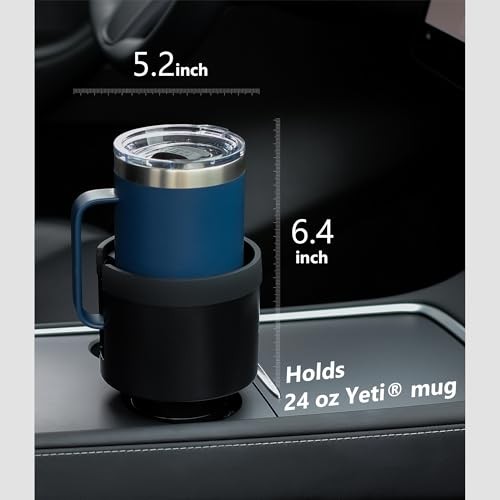 Car Cup Holder Expander with Offset Adjustable Base, Compatible Medium*1 Black